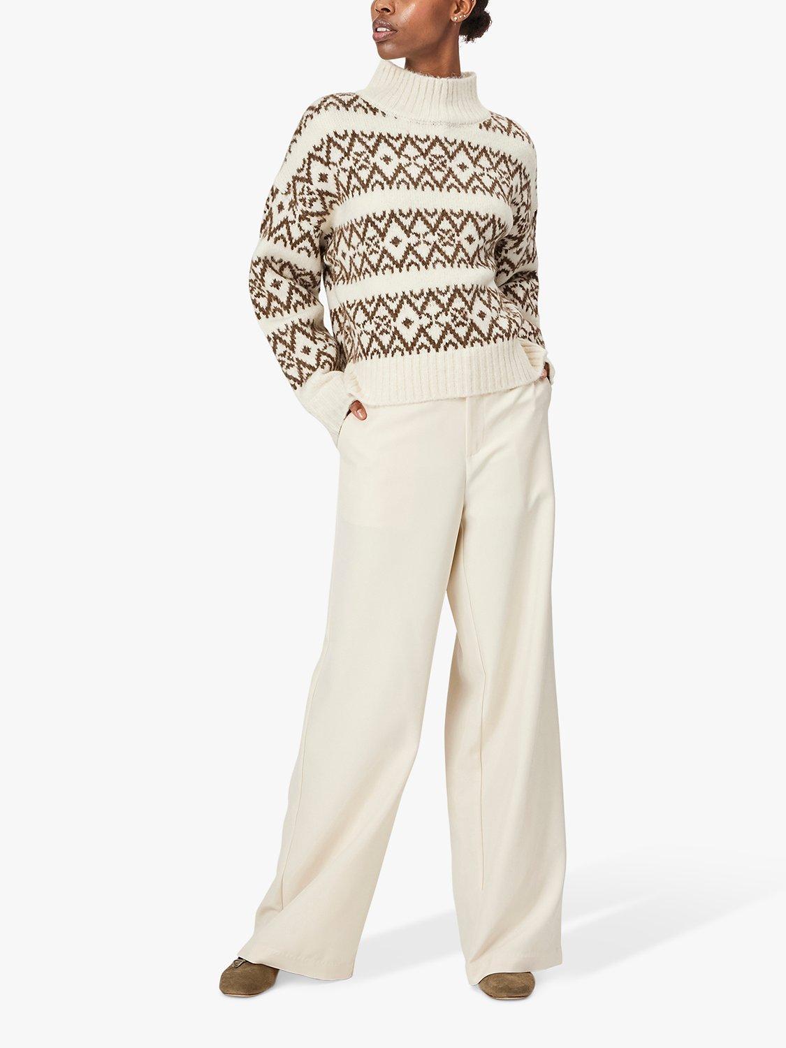 Lollys Laundry Mille Fairisle Wool Blend Jumper, Creme