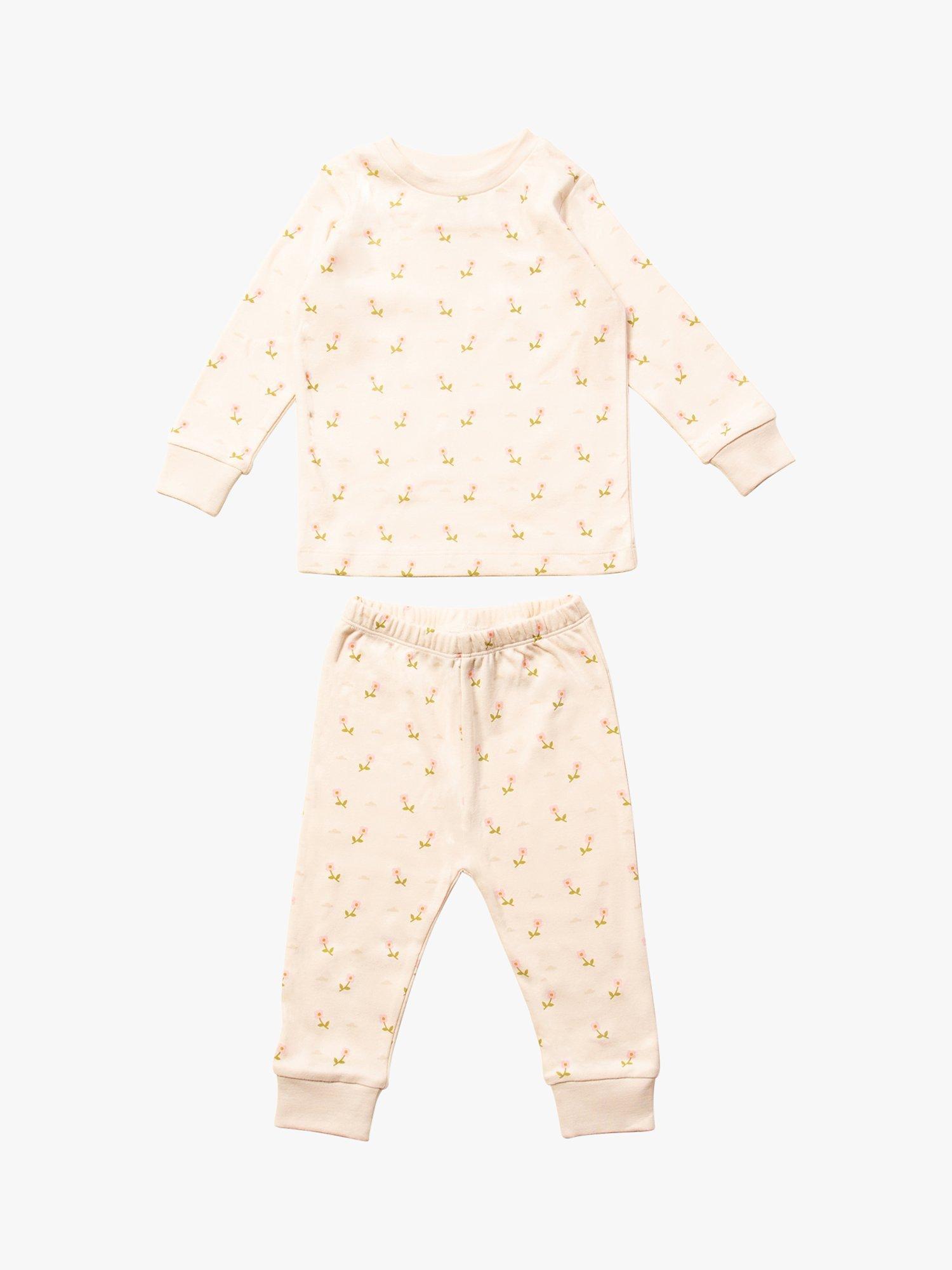 Little Green Radicals Baby Organic Cotton Floral Pyjama Set, Neutral/Multi