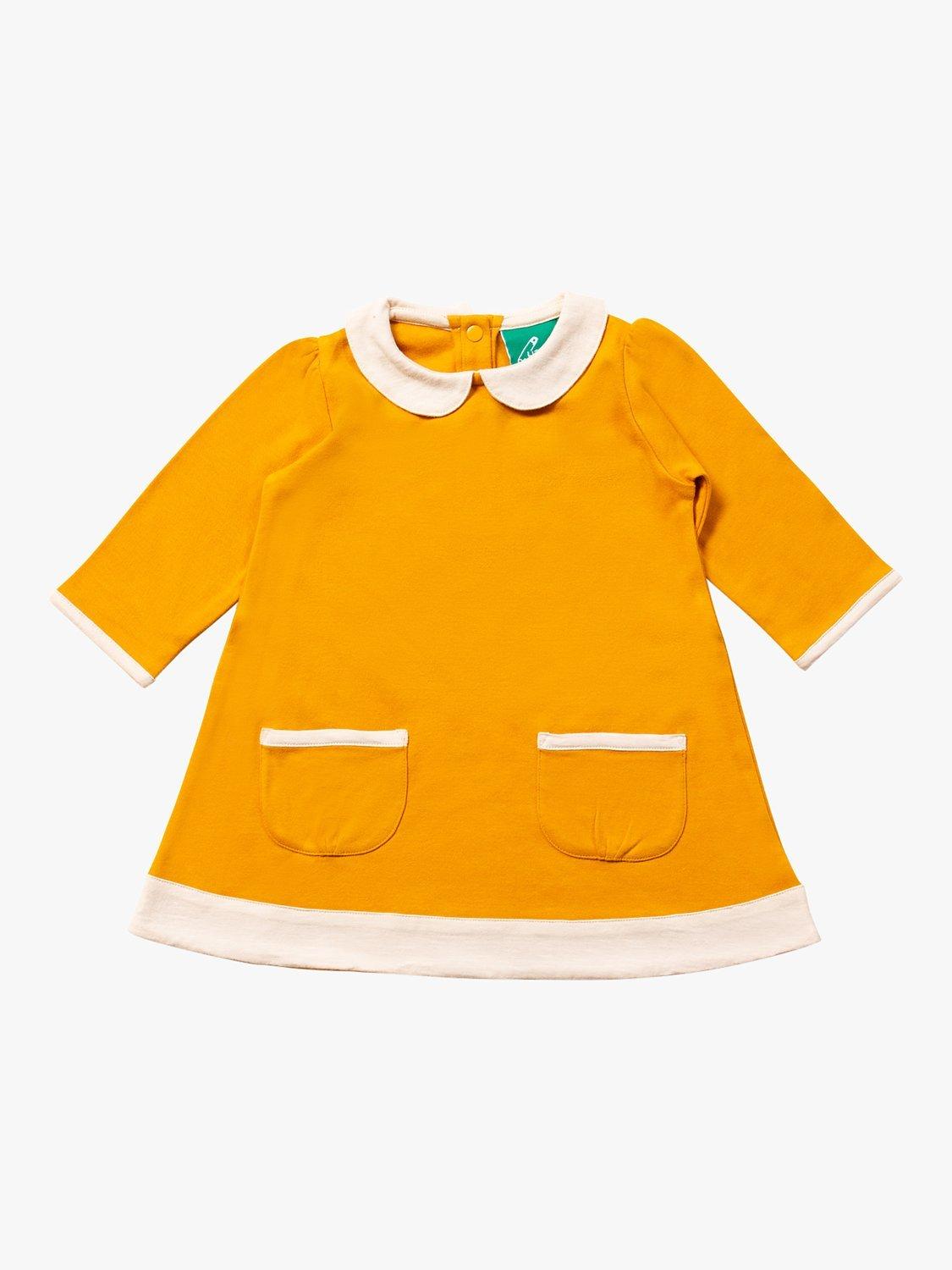 Little Green Radicals Baby Organic Cotton Tunic Dress, Gold/White