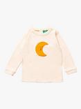 Little Green Radicals Baby Over The Moon Applique Long Sleeve T-Shirt, Cream