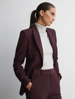 Reiss Gabi Tailored Single Breasted Suit Blazer, Berry