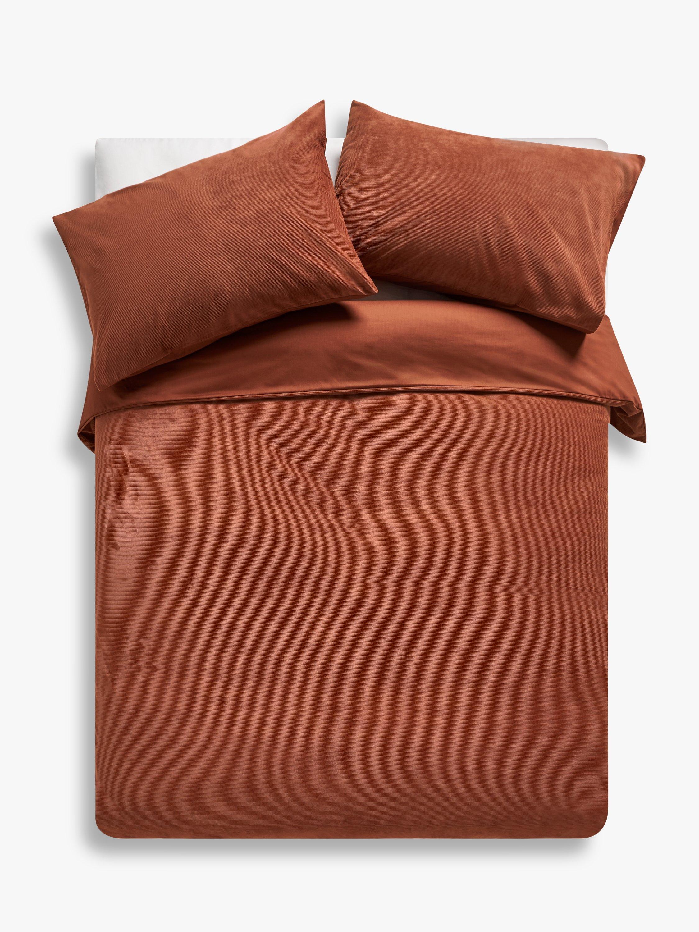 John Lewis Warm & Cosy Cord Duvet Cover Set, Burnt Orange