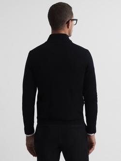 Reiss Hampshire Long Sleeve Merino Zip Jacket - view 2, Black