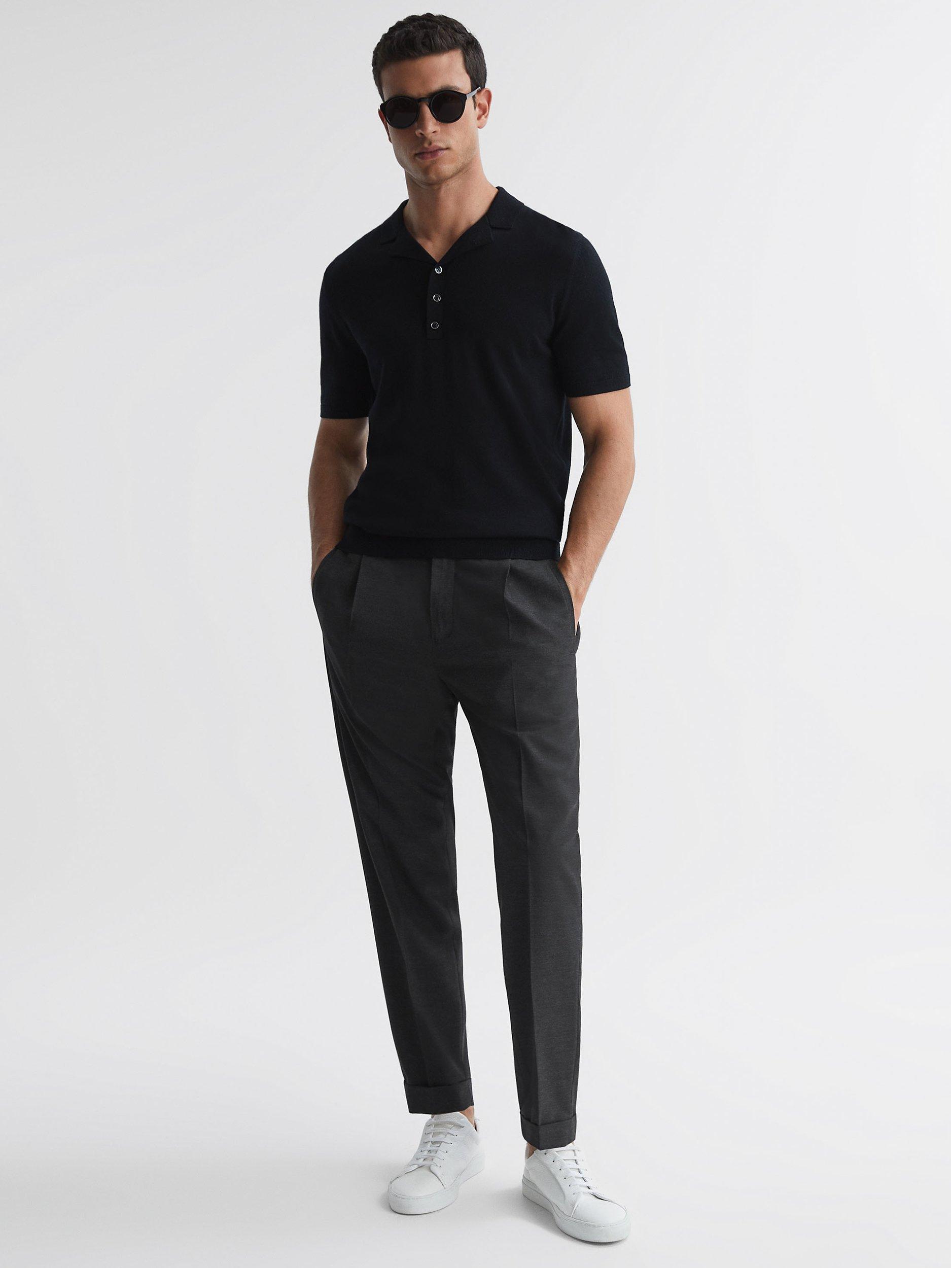Reiss Brighton Pleated Relaxed Trousers, Charcoal
