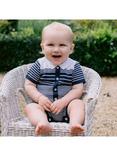Emile et Rose Baby Fabian Knitted Stripe Romper, Navy