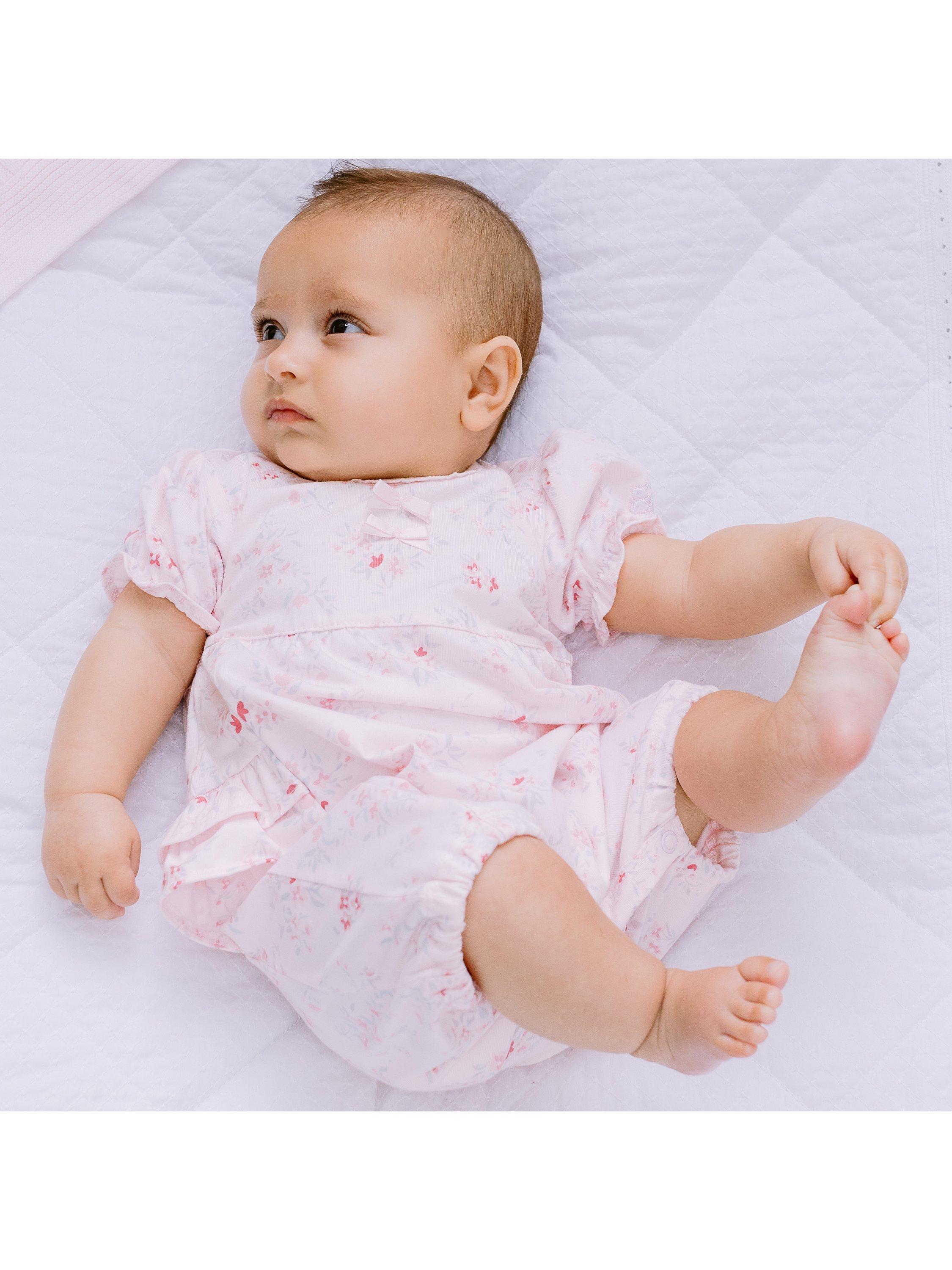 Emile et Rose Baby Fenella Floral Romper, Pale Pink