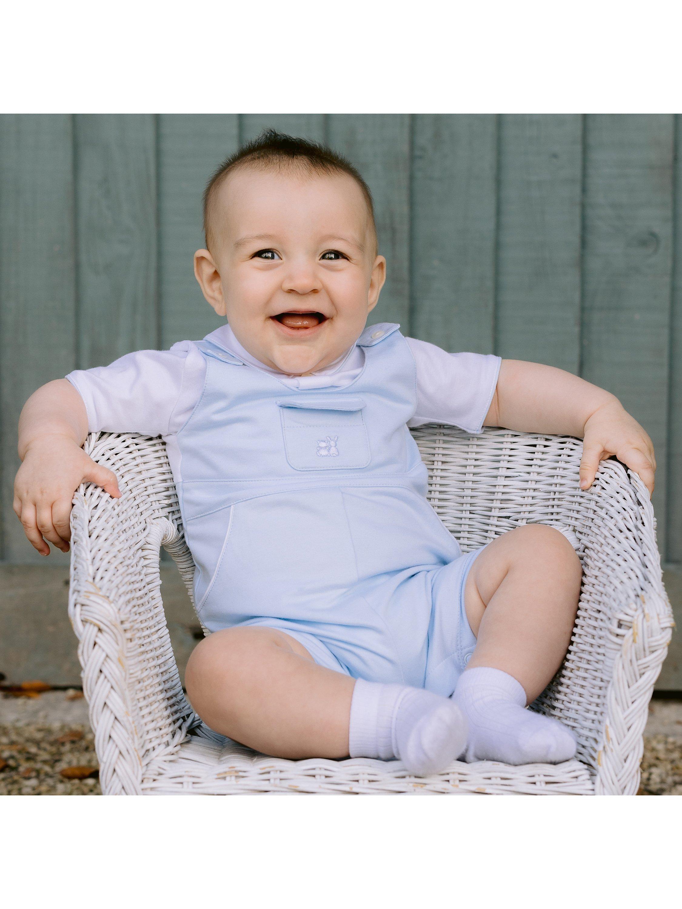Emile et Rose Baby Fabio Romper, Pale Blue