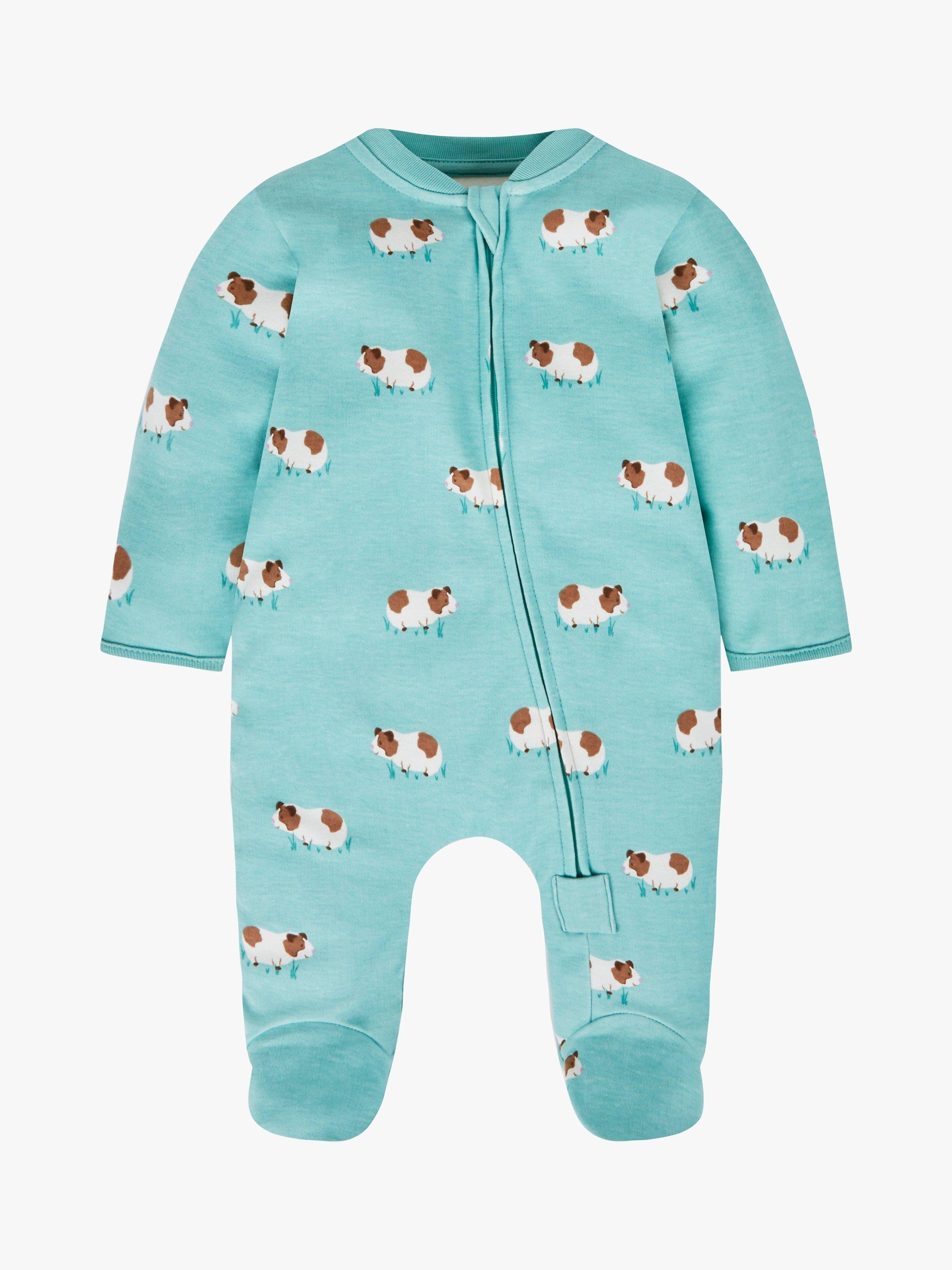 JoJo Maman Bébé Baby Guinea Pig Sleepsuit, Green/Multi