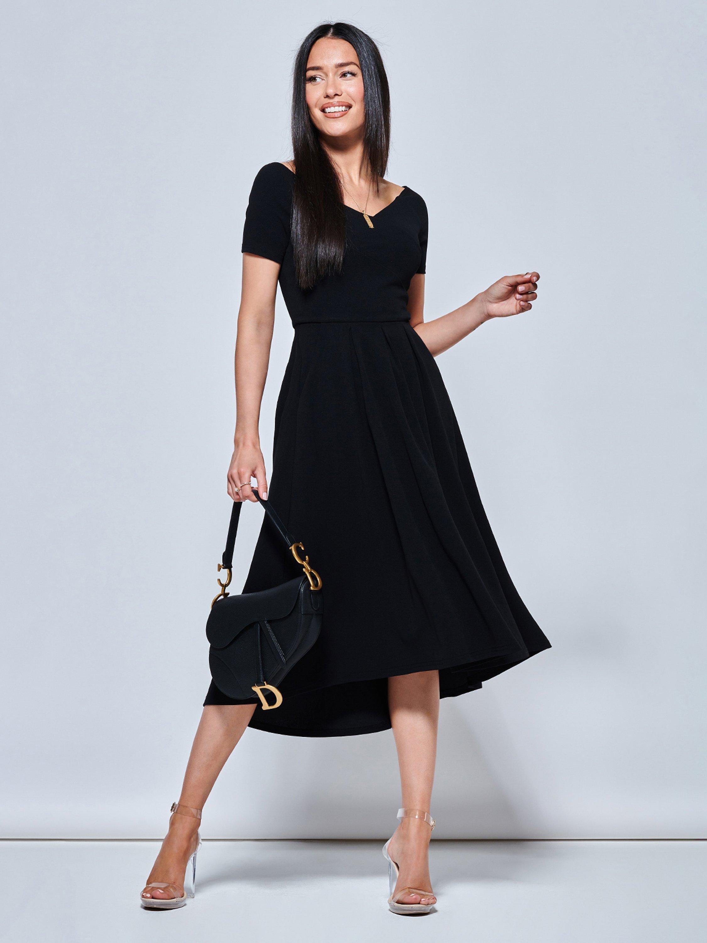 Jolie Moi Off Shoulder Dip Hem Dress, Black