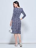 Jolie Moi Geometric Print Midi Jersey Dress, Navy, Navy