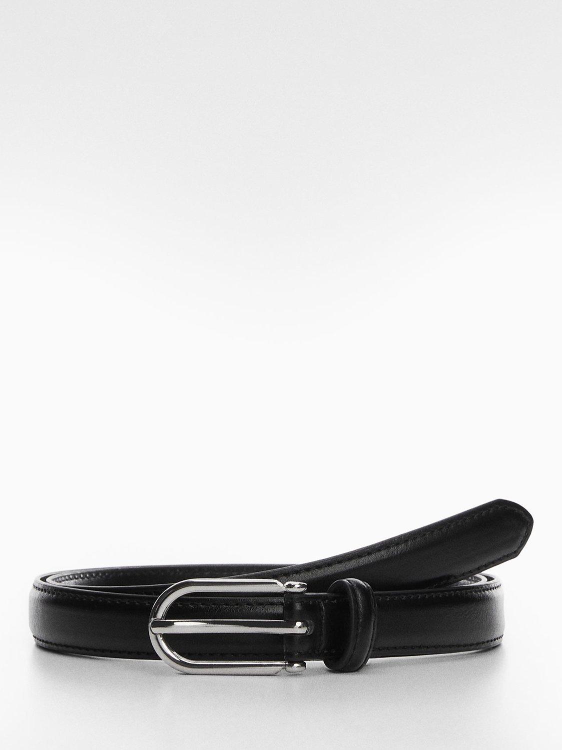 Mango Mevento Skinny Belt, Black