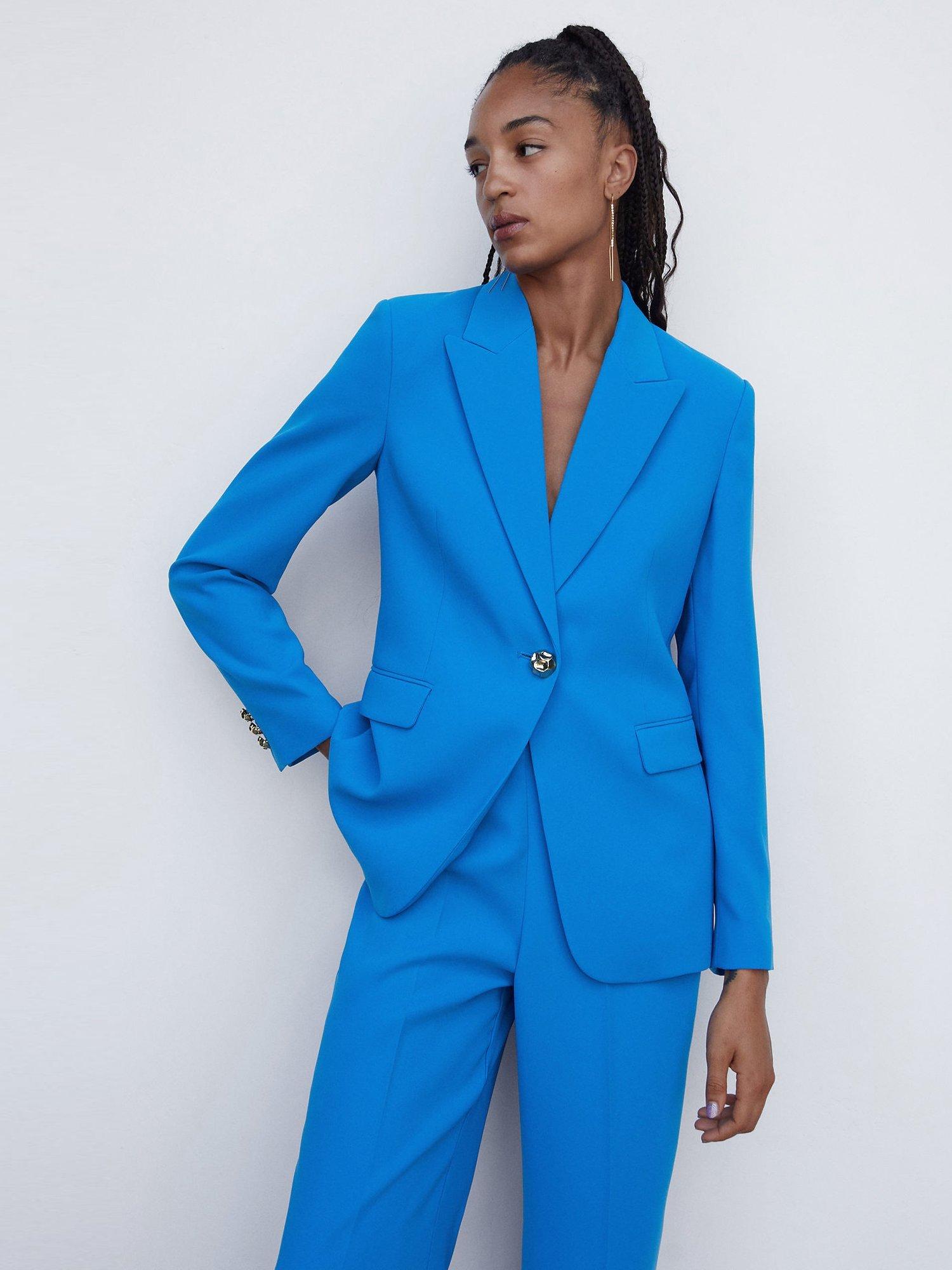 Mango Minister Tailored Blazer, Cobalt