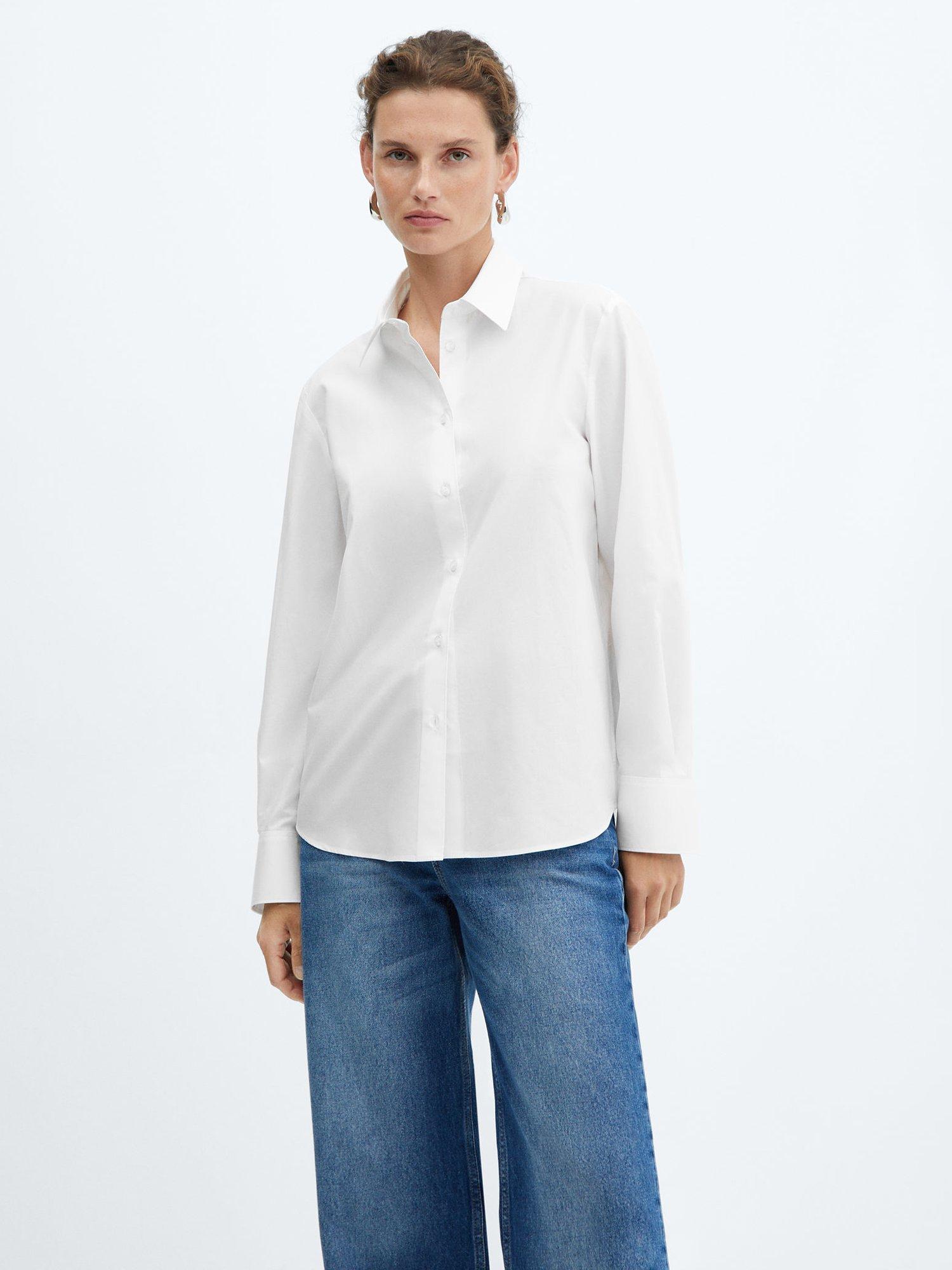 Mango Cotton Blend Shirt, Natural White