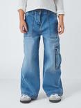 John Lewis Kids' Cargo Wide Leg Jeans, Blue