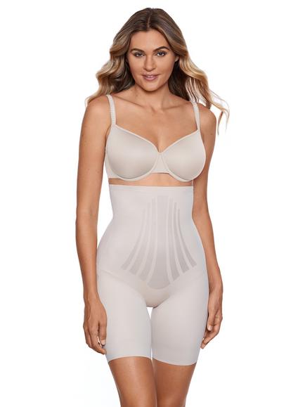 Miraclesuit LYCRA® FitSense Firm Tummy Control High Waist Thigh Slimmer Shorts, Warm Beige