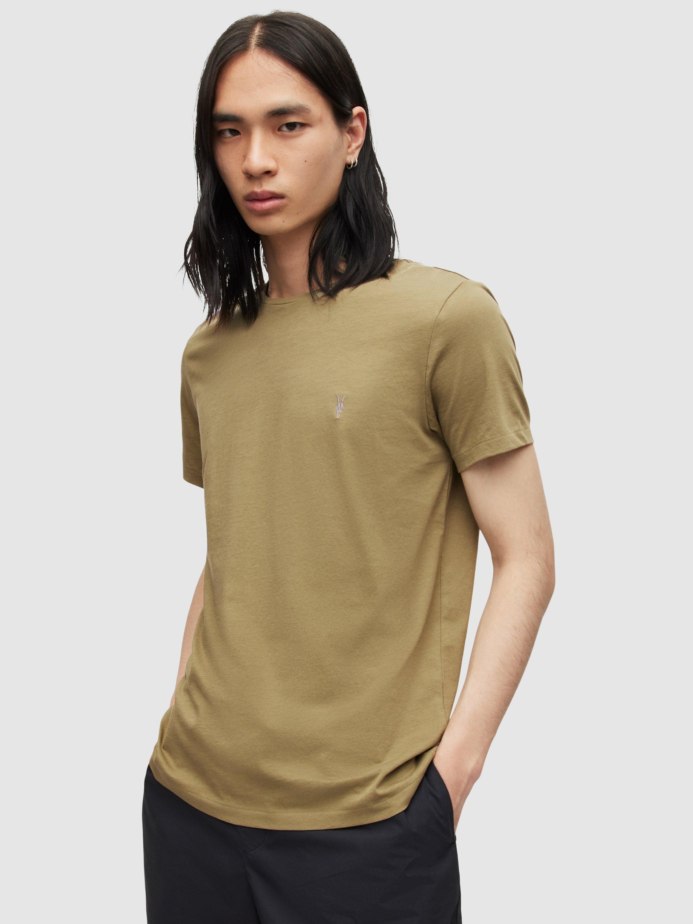AllSaints Tonic Short Sleeve T-Shirt, Pack of 3, Pink/Grey/White, Cly Grn/Brwn/Grn