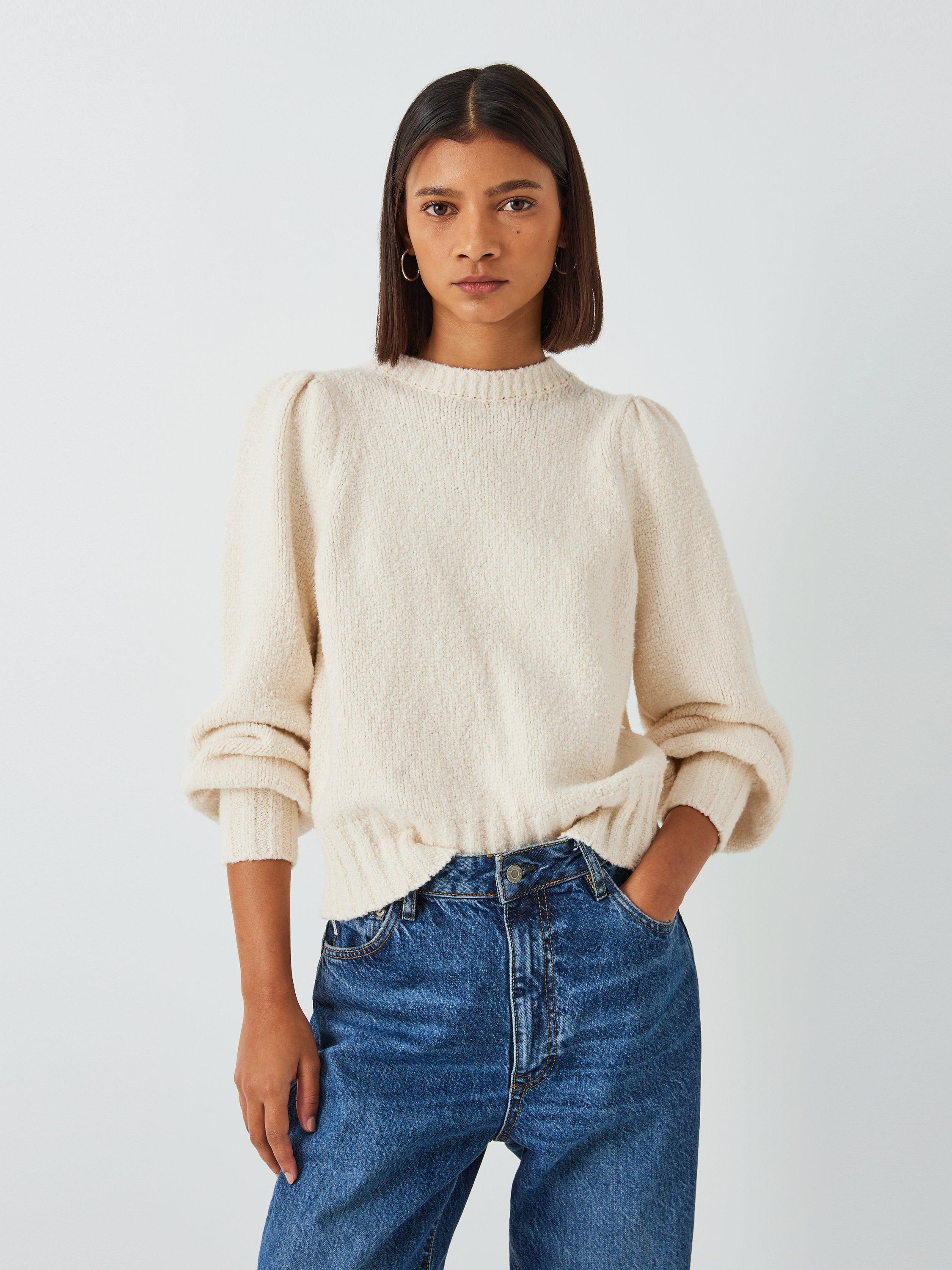 John Lewis Cotton Blend Boucle Jumper, Ecru