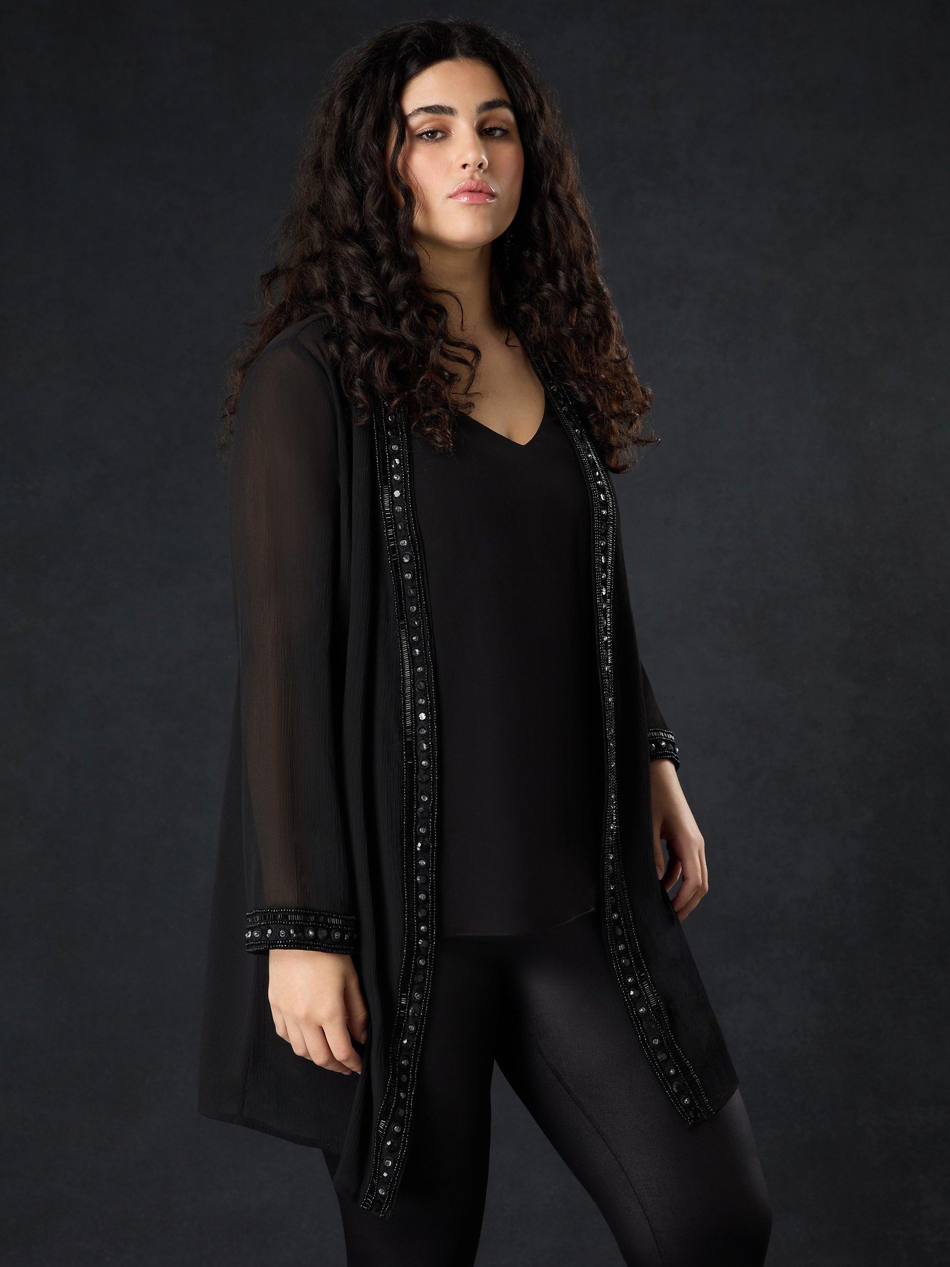 Live Unlimited Curve Embellished Chiffon Jacket Black