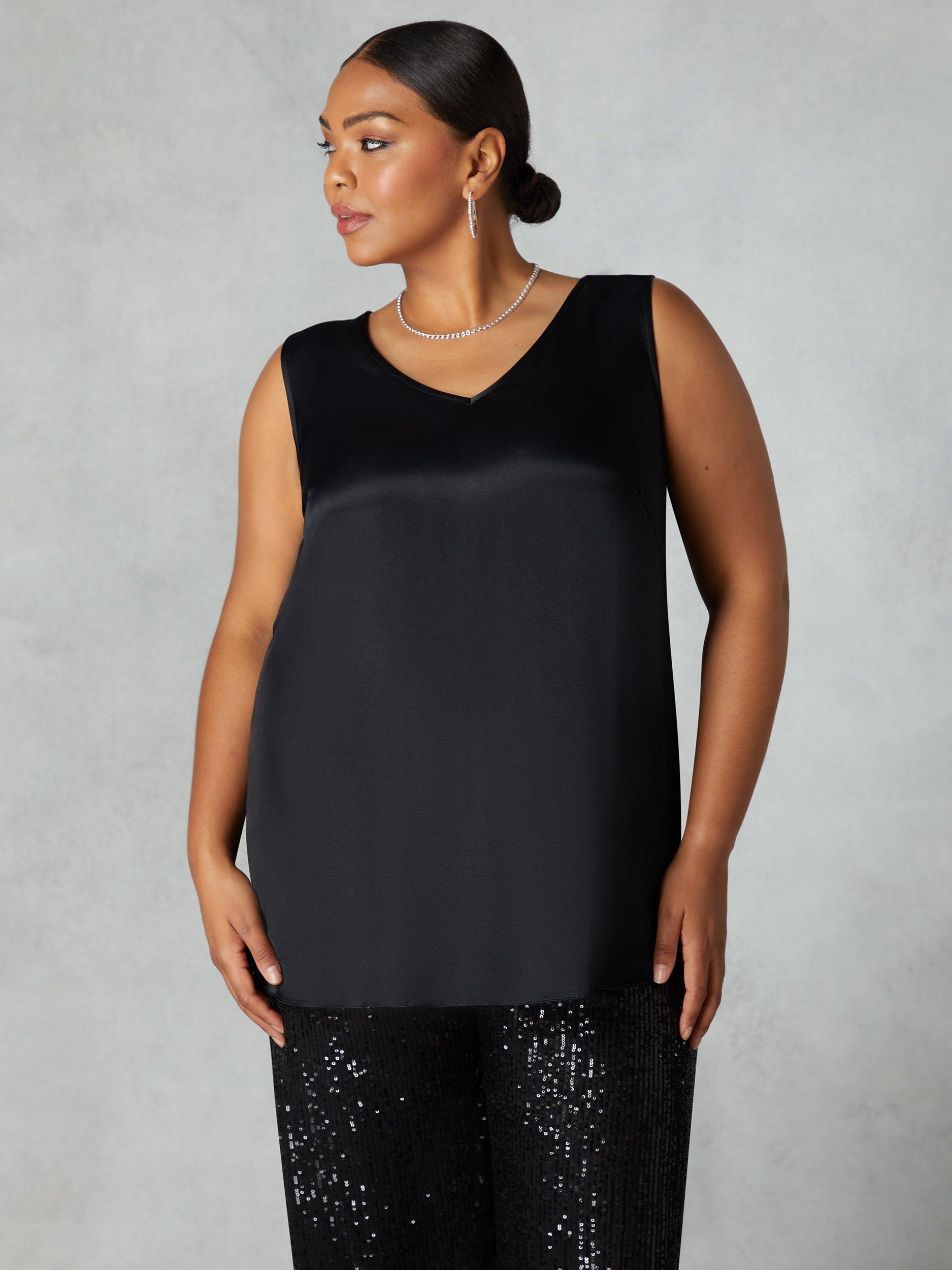 Live Unlimited Curve Satin Vest Top, Black