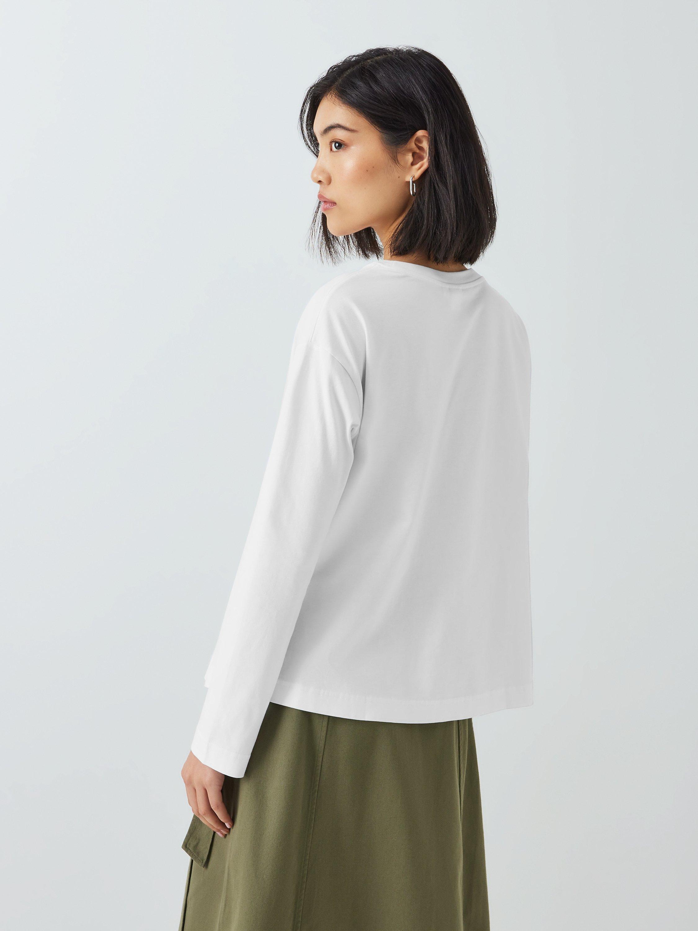 Product image 2 of 6, which shows John Lewis Relaxed Organic Cotton Long Sleeve Top, White, 20