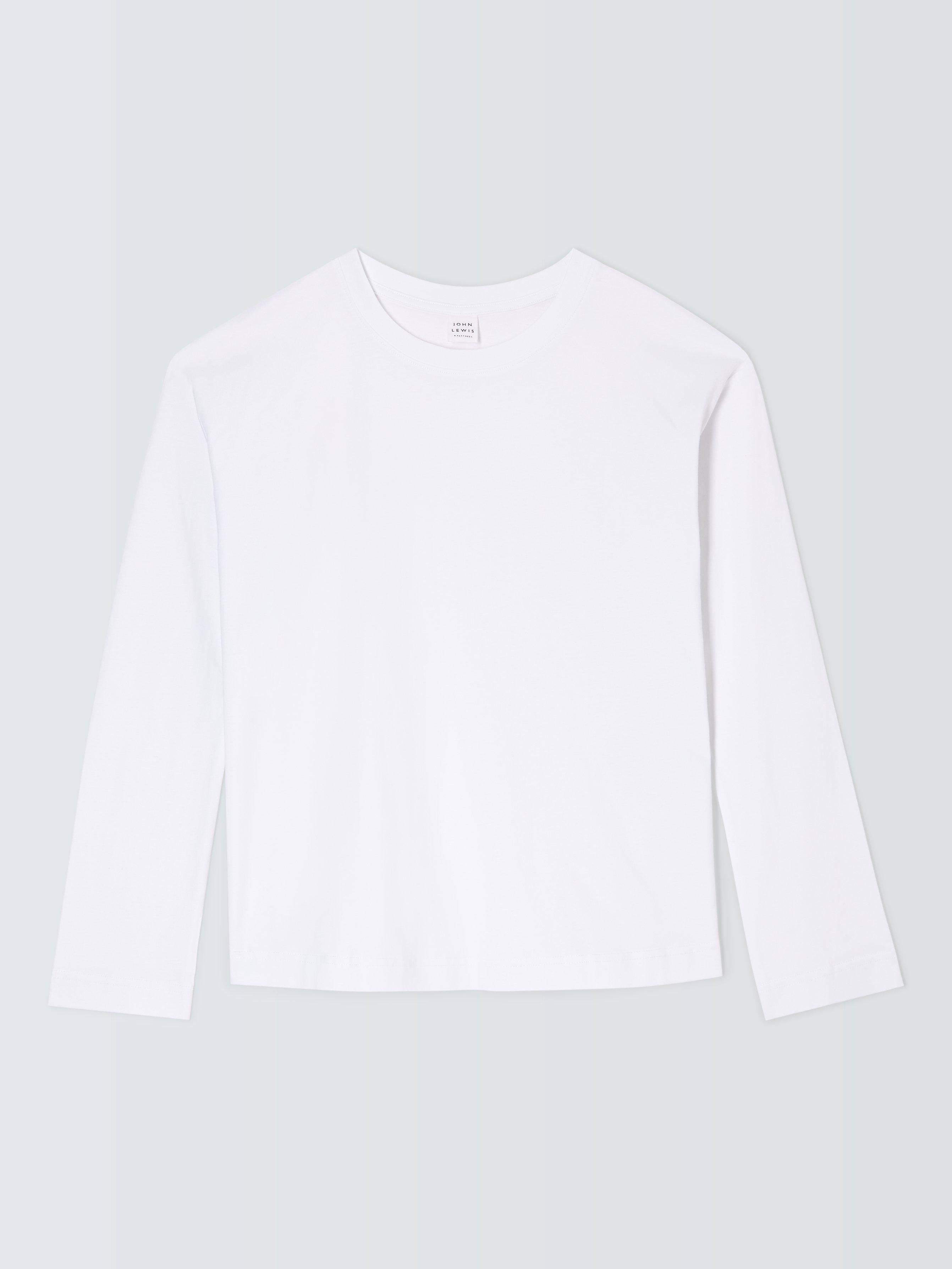 Product image 4 of 6, which shows John Lewis Relaxed Organic Cotton Long Sleeve Top, White, 20
