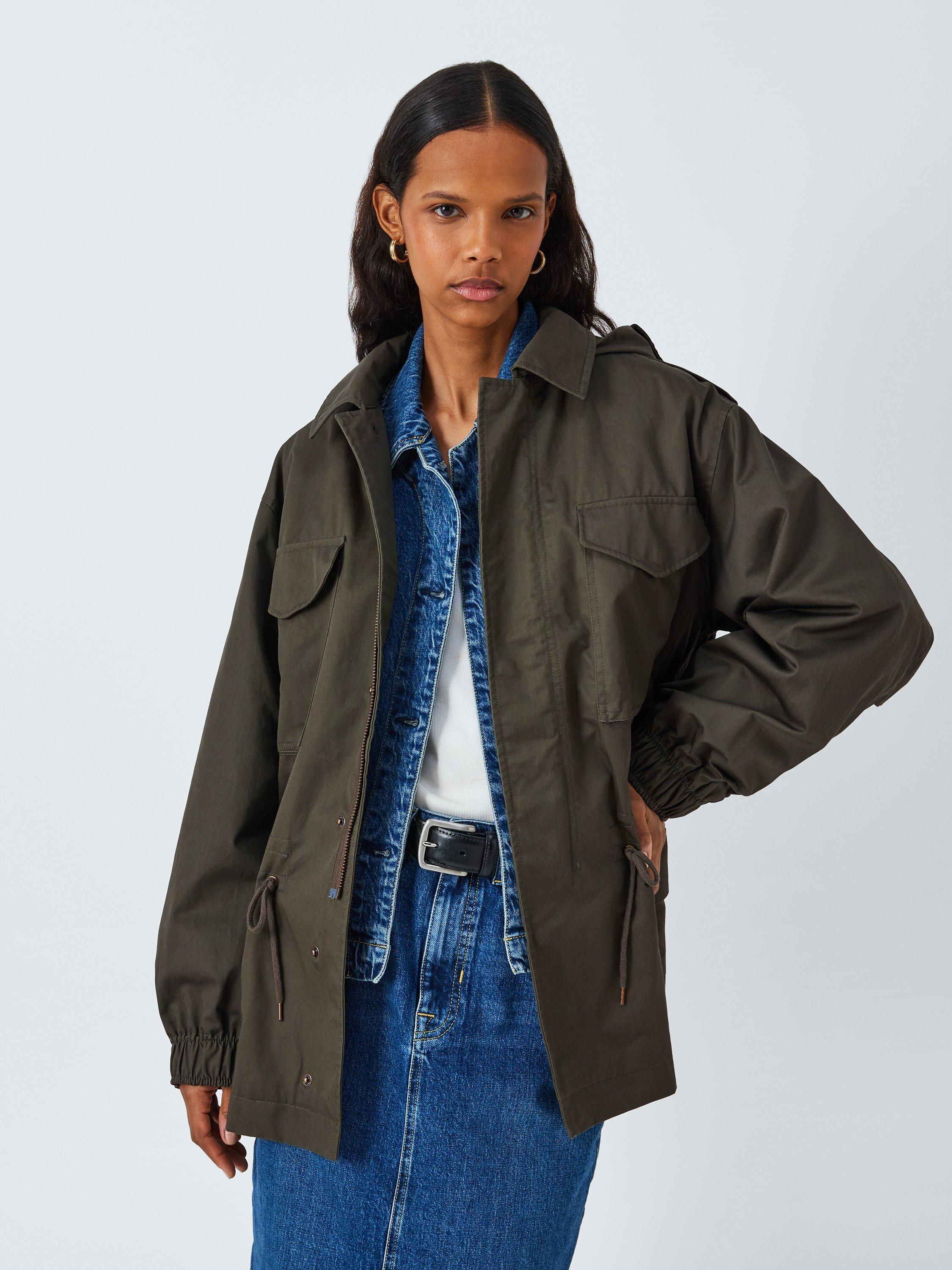 John Lewis Oversized Cotton Twill Military Jacket Khaki