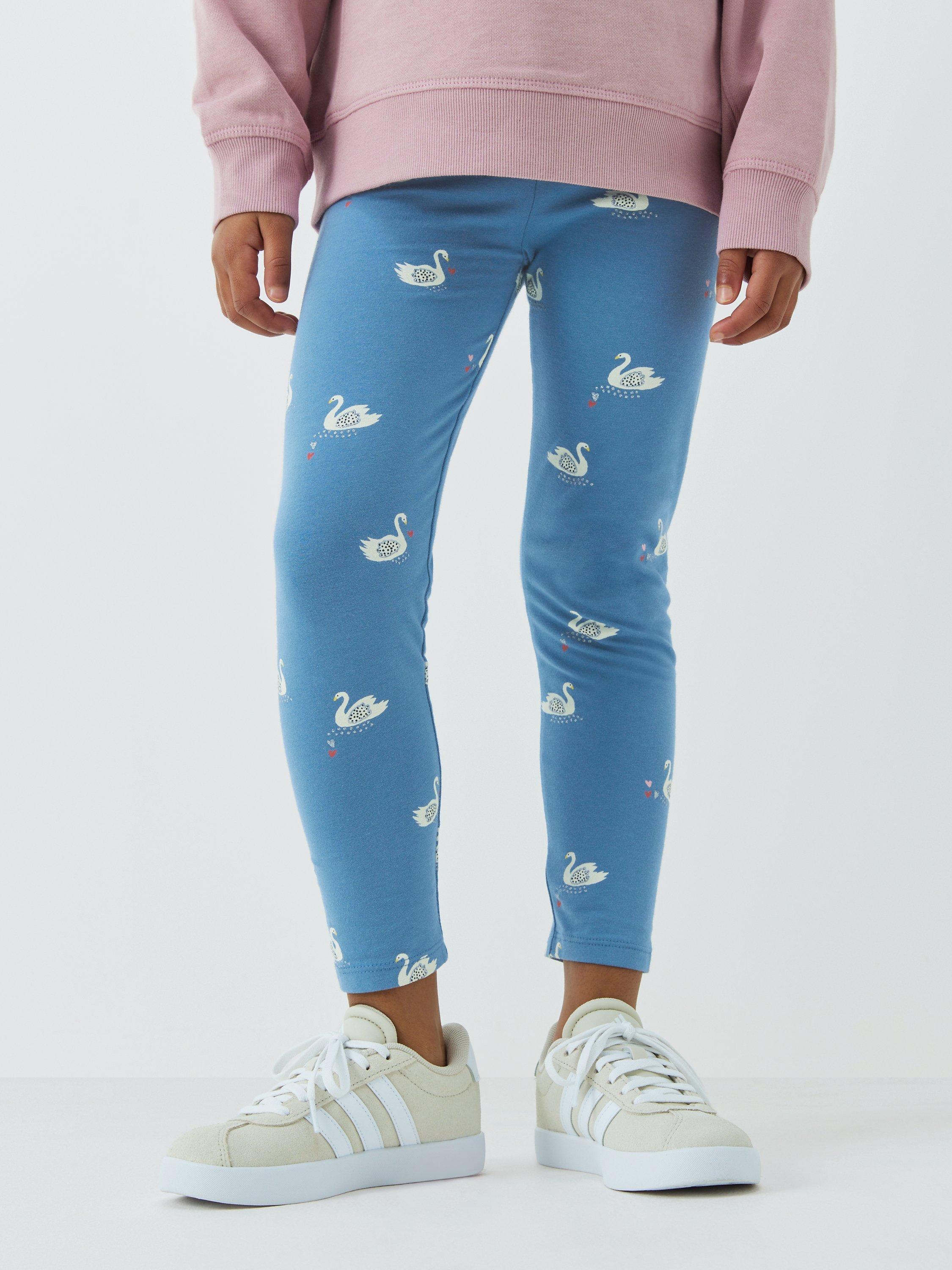 John Lewis Kids' Swan Leggings, Mid Blue