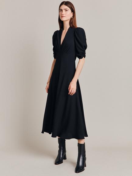 black empire line midi dress empire waist black dress Honor Empire Waist Midi Dress