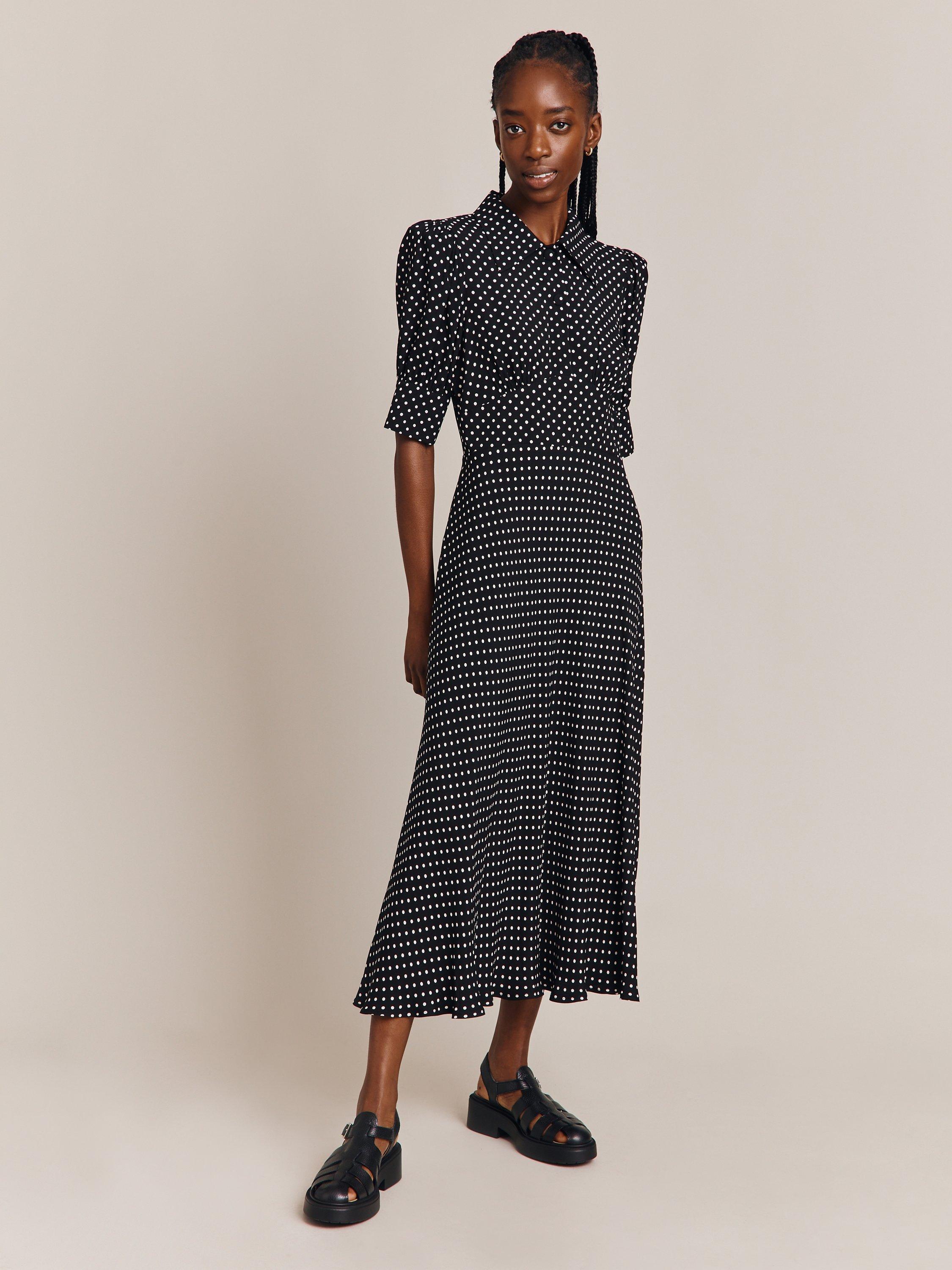 Black and white midi dress hotsell