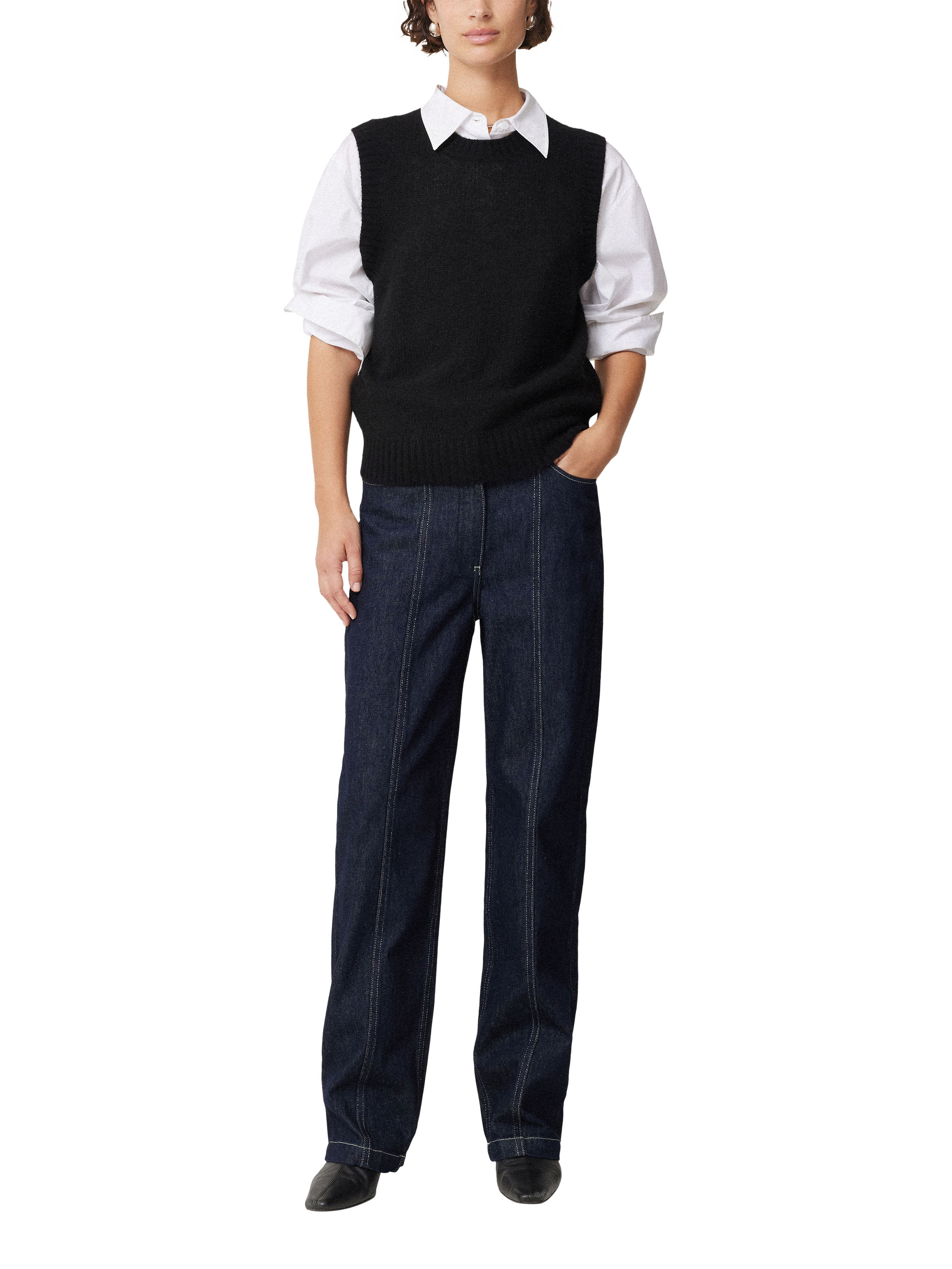 Jigsaw Cashmere Crew Neck Tank Top, Black
