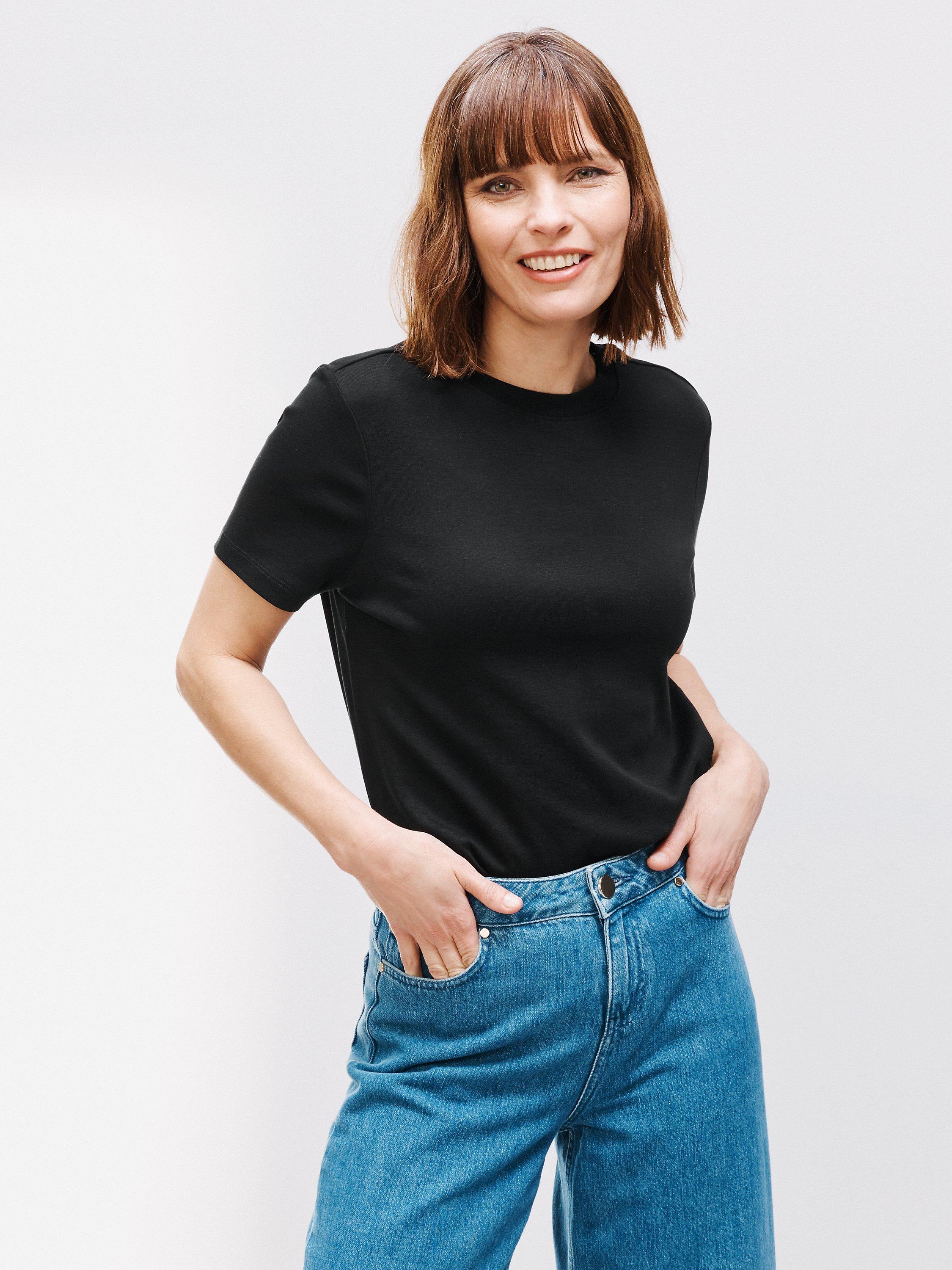 John Lewis Organic Cotton Short Sleeve Crew Neck T-Shirt, Black, 10