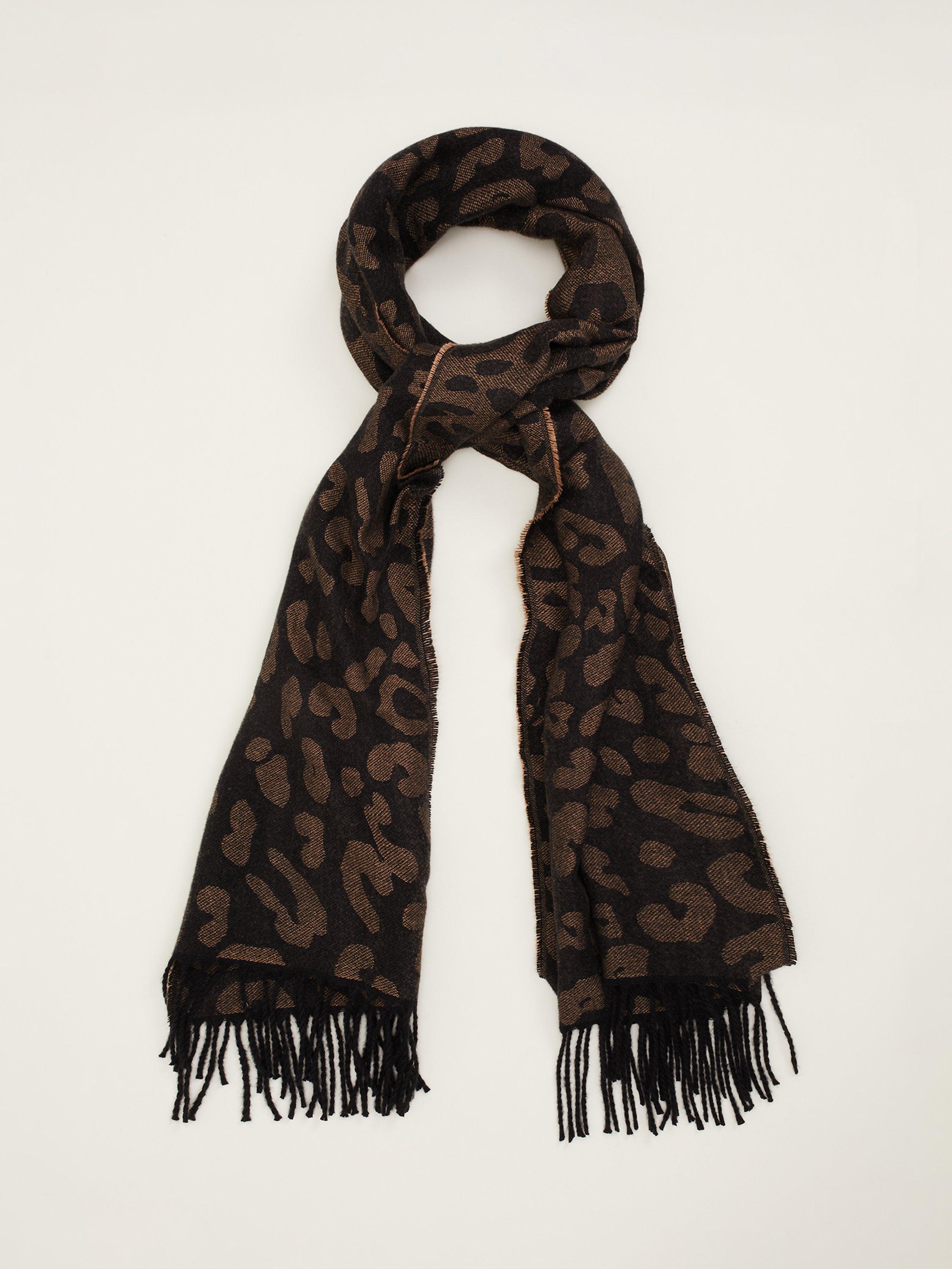 Product image 3 of 5, which shows Phase Eight Leopard Print Scarf, Black/Brown, One Size