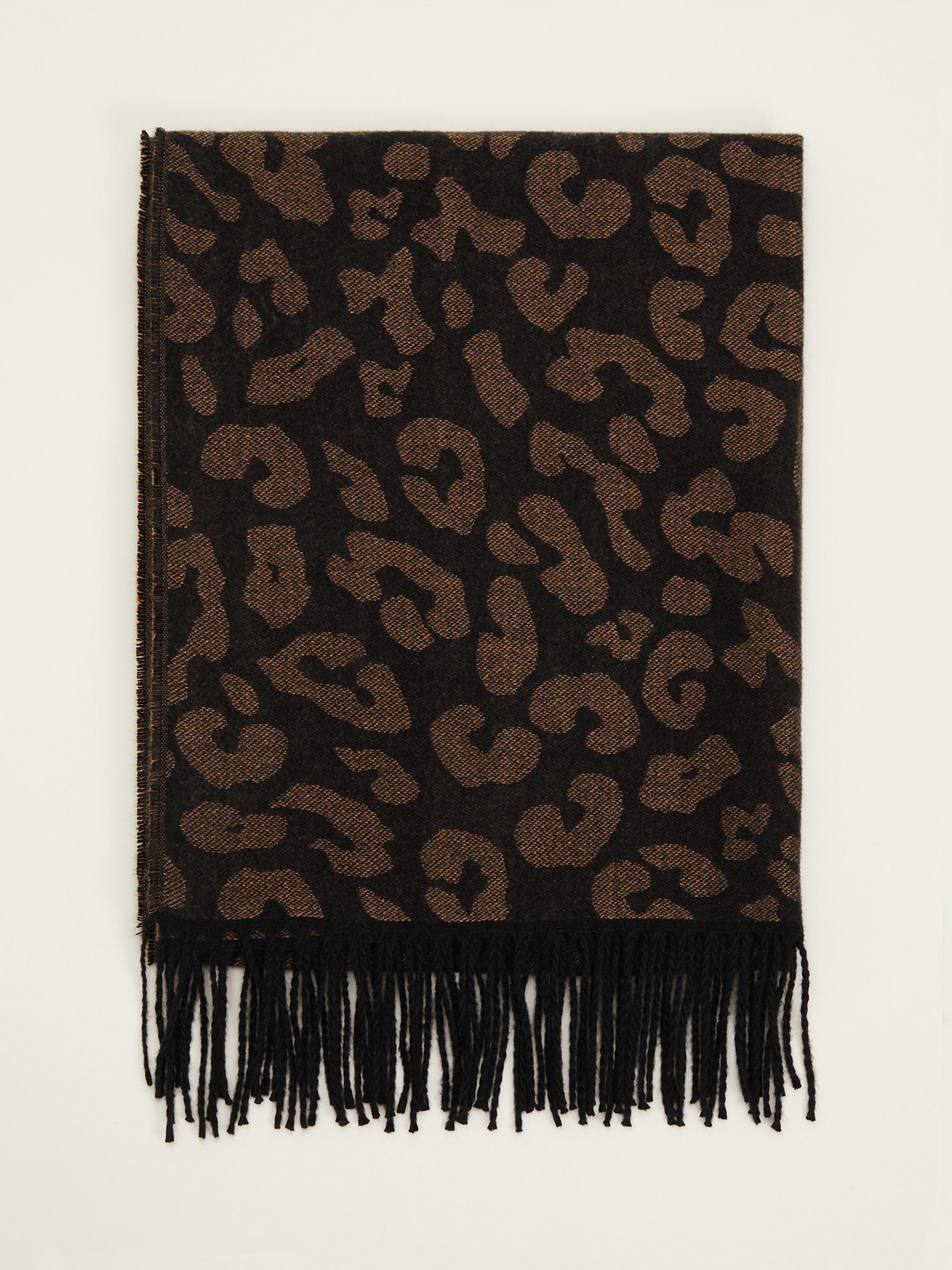 Product image 4 of 5, which shows Phase Eight Leopard Print Scarf, Black/Brown, One Size