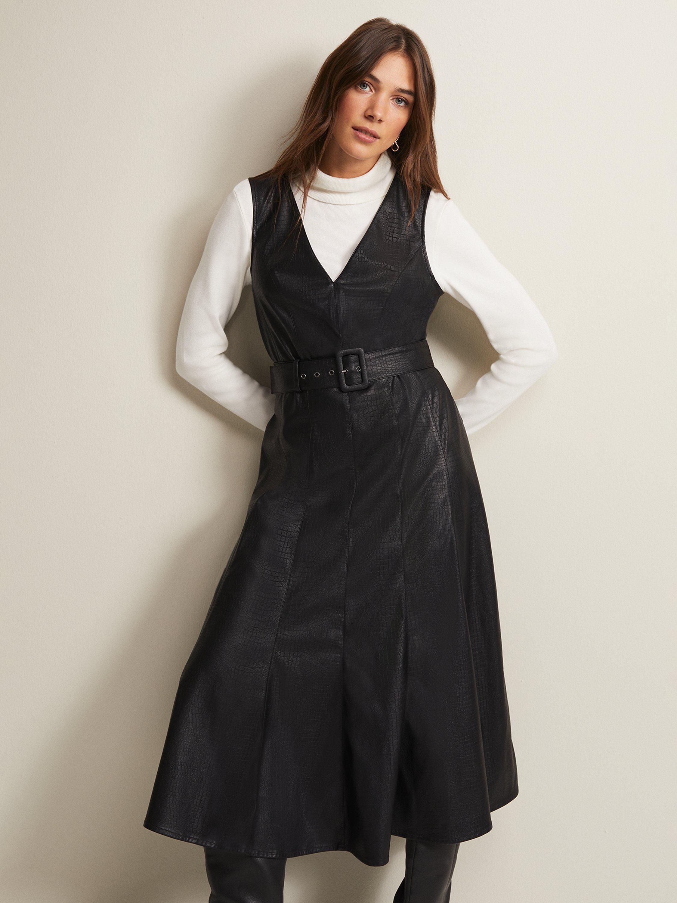 Black leatherette dress best sale