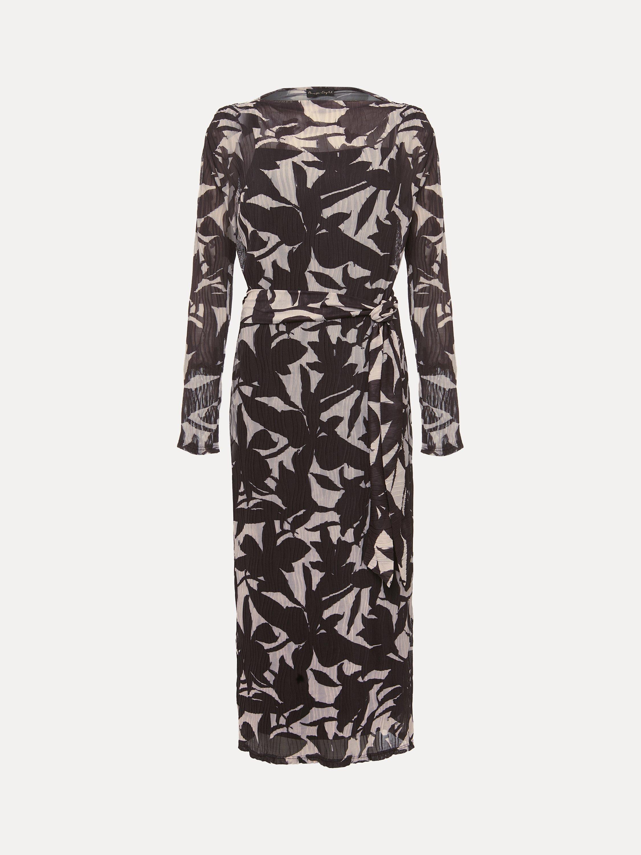 Product image 5 of 7, which shows Phase Eight Yvonne Floral Midi Dress, Black/Multi, 10