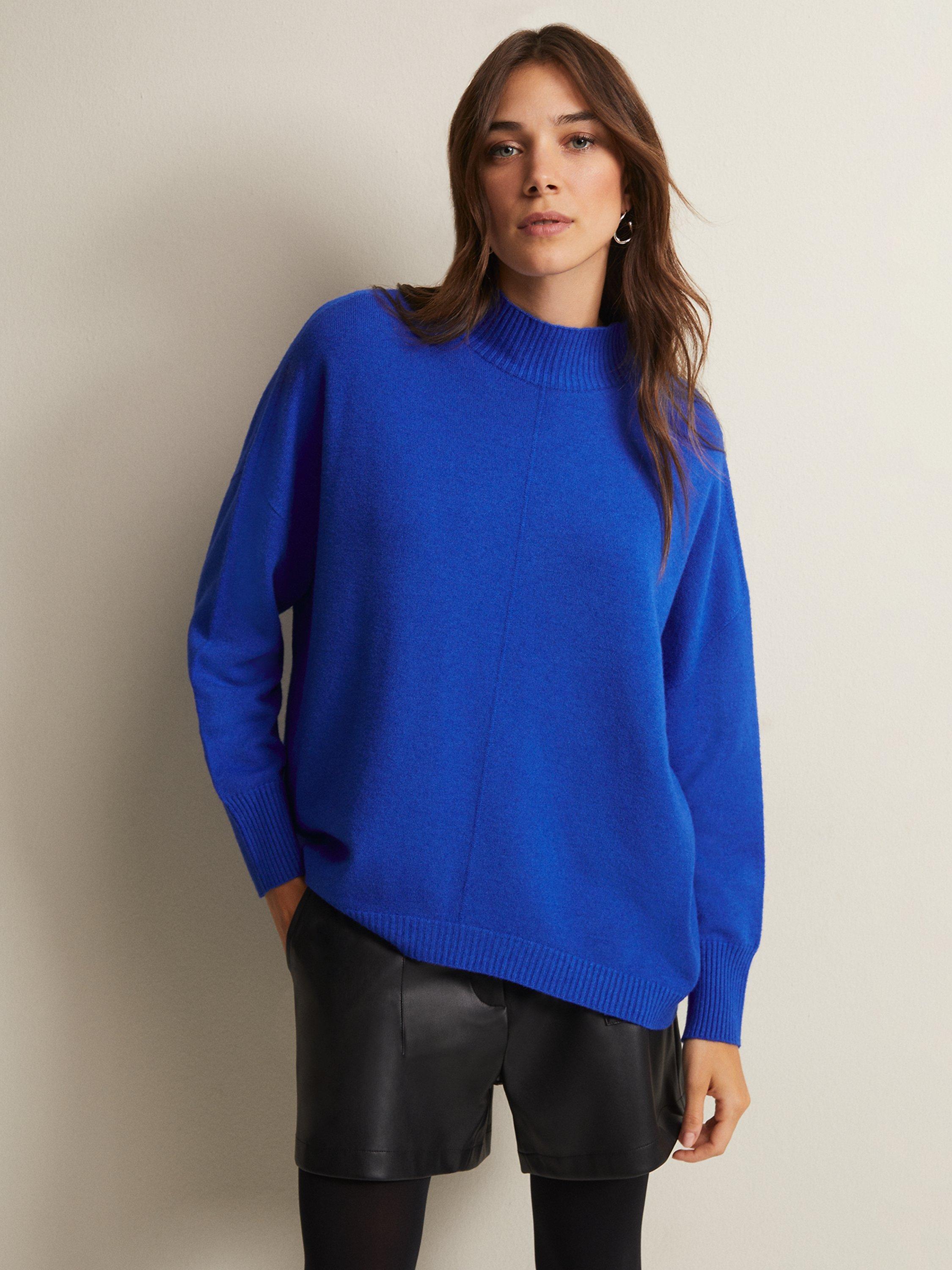 Phase Eight Nella Fine Knit Roll Neck Jumper, Bright Blue
