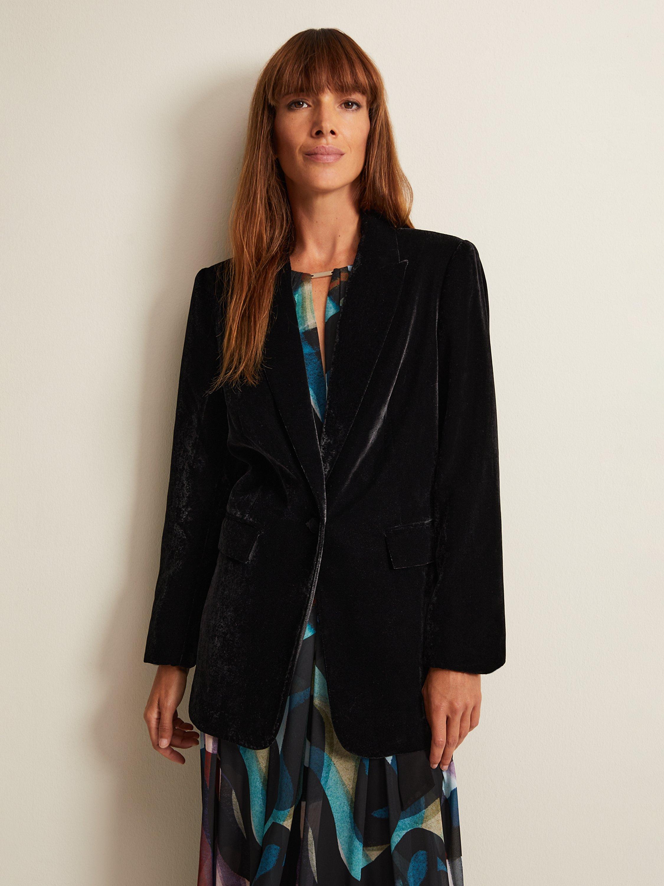 Phase Eight Avani Velvet Blazer, Black