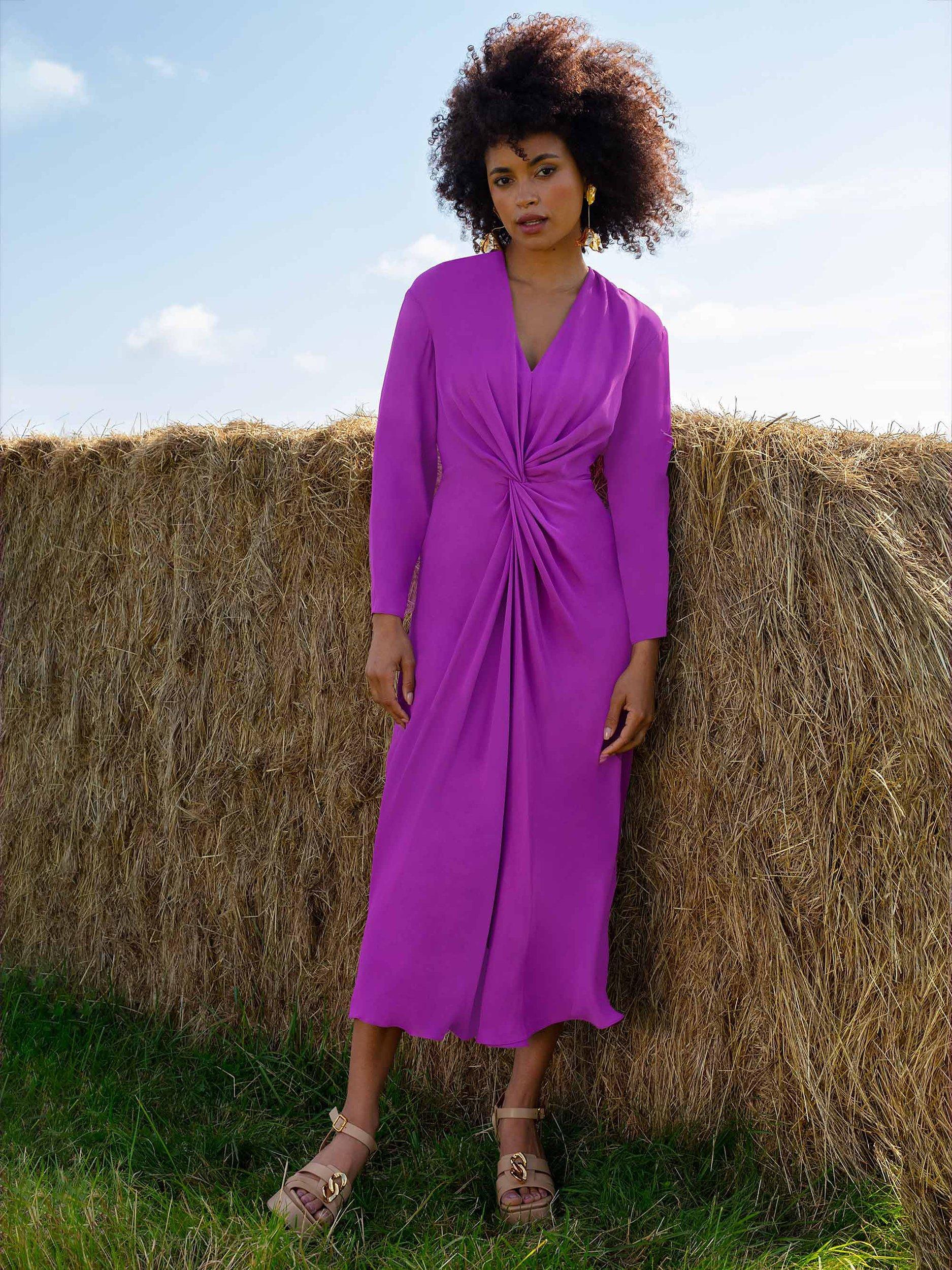 Ro&Zo Twist Front Midi Dress, Pink