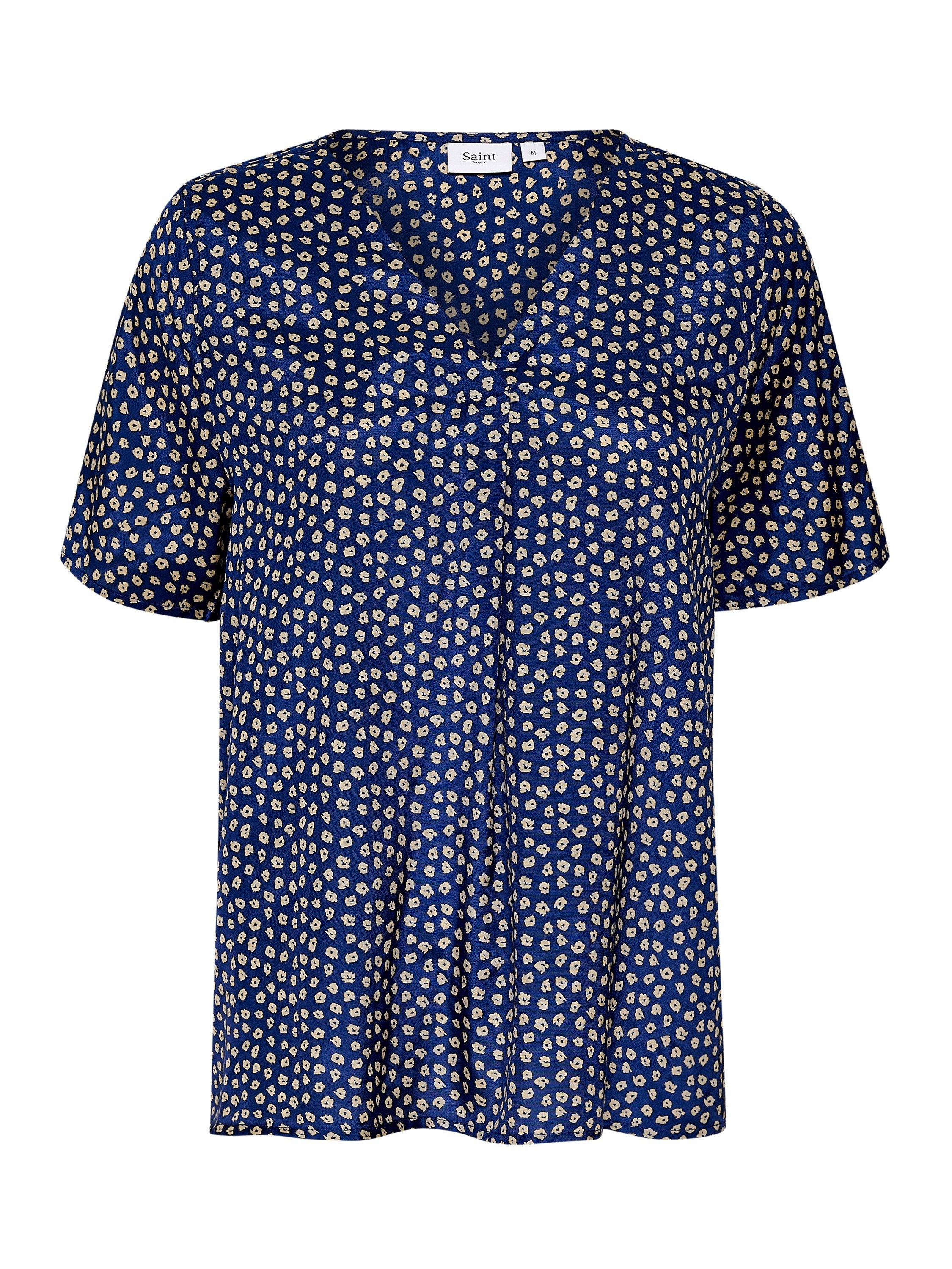 Saint Tropez Aida Short Sleeve V-Neck Blouse, Multi