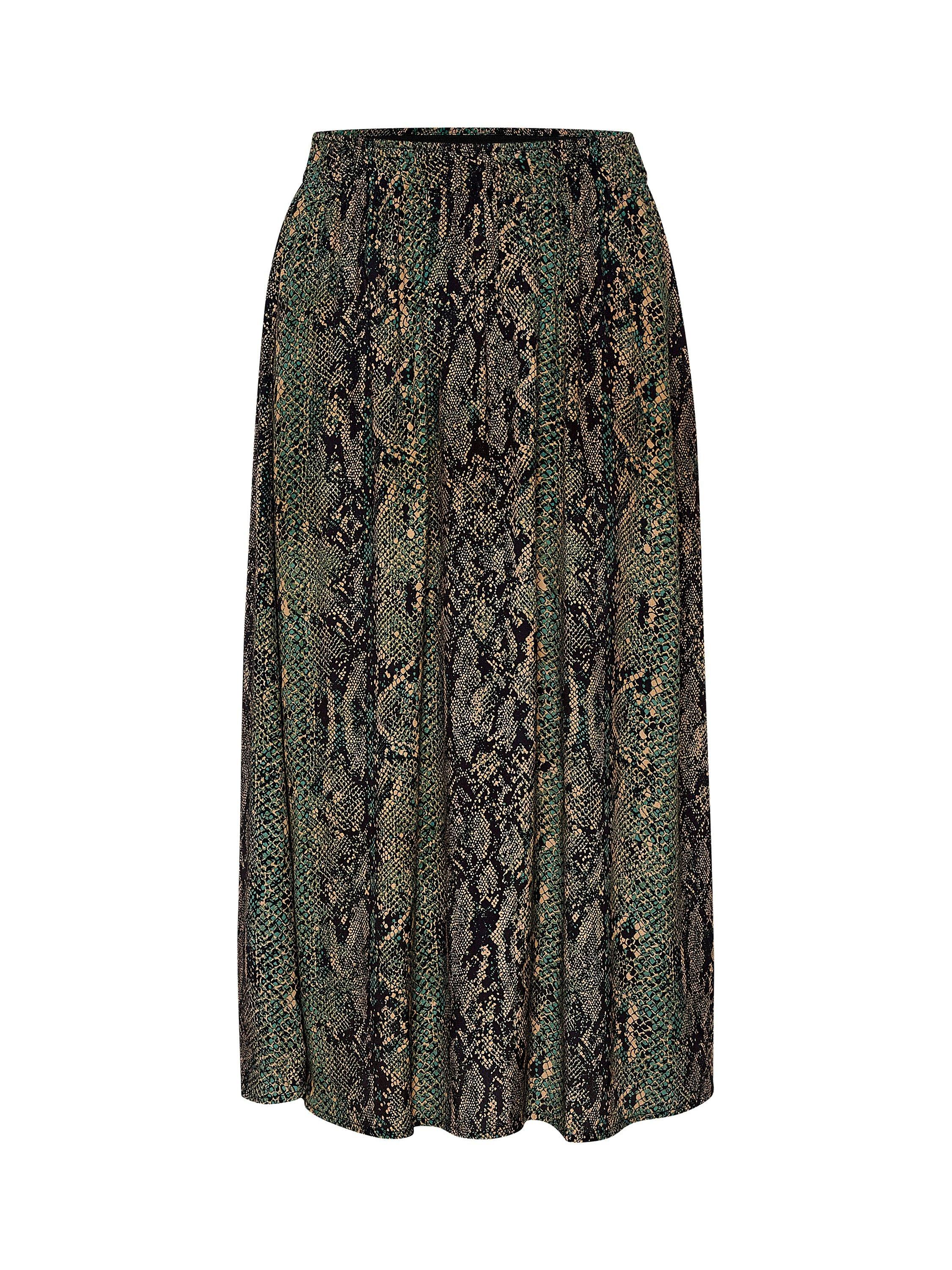 Saint Tropez Tessa Elastic Waist Midi Skirt, Forest Snake Skin