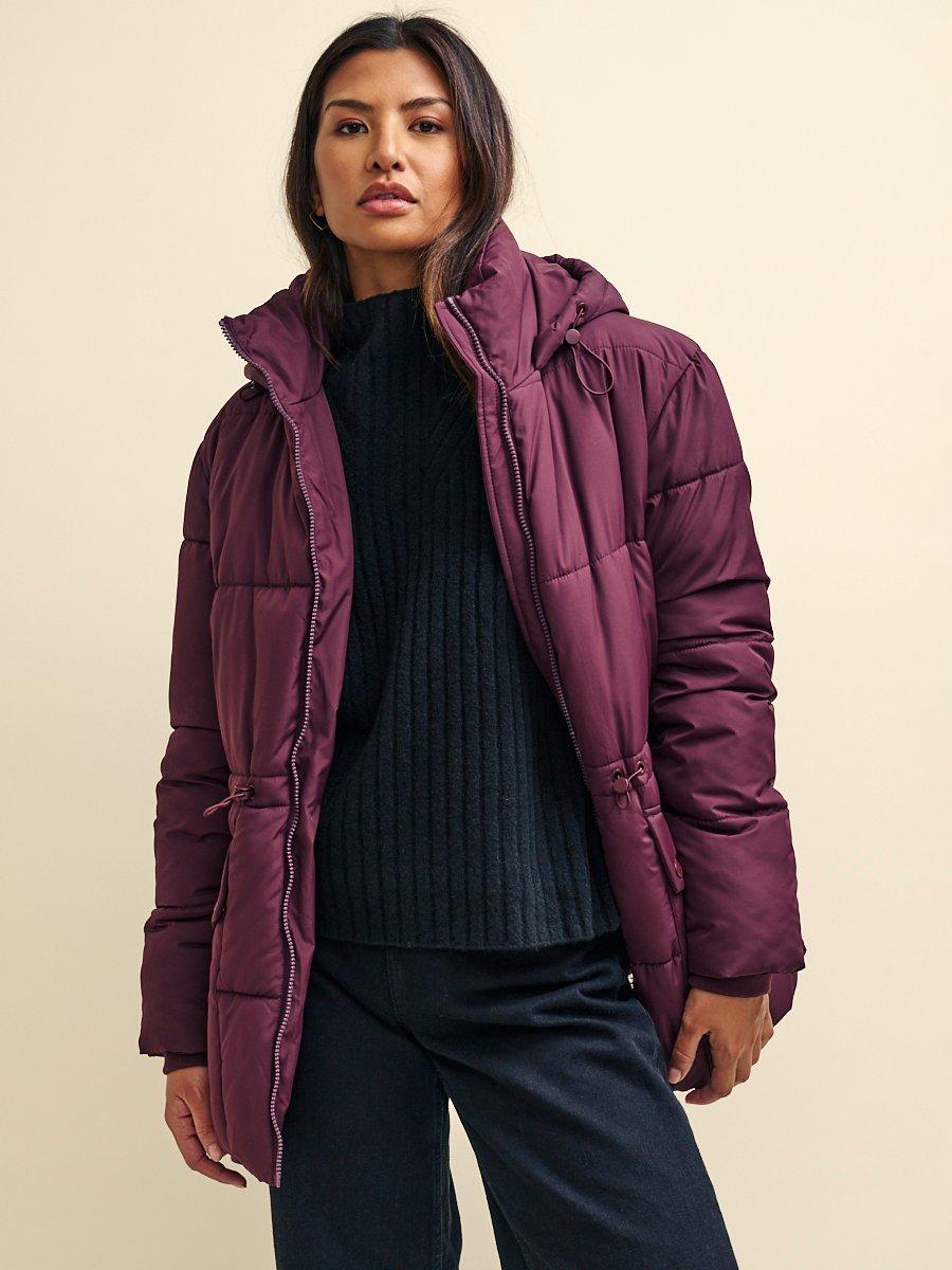 Nobody's Child Rhea Short Padded Coat, Deep Wine Plum