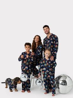Chelsea Peers Baby Organic Cotton Blend Festive Frames Print Sleepsuit, Navy/Multi - view 2, Navy/Multi