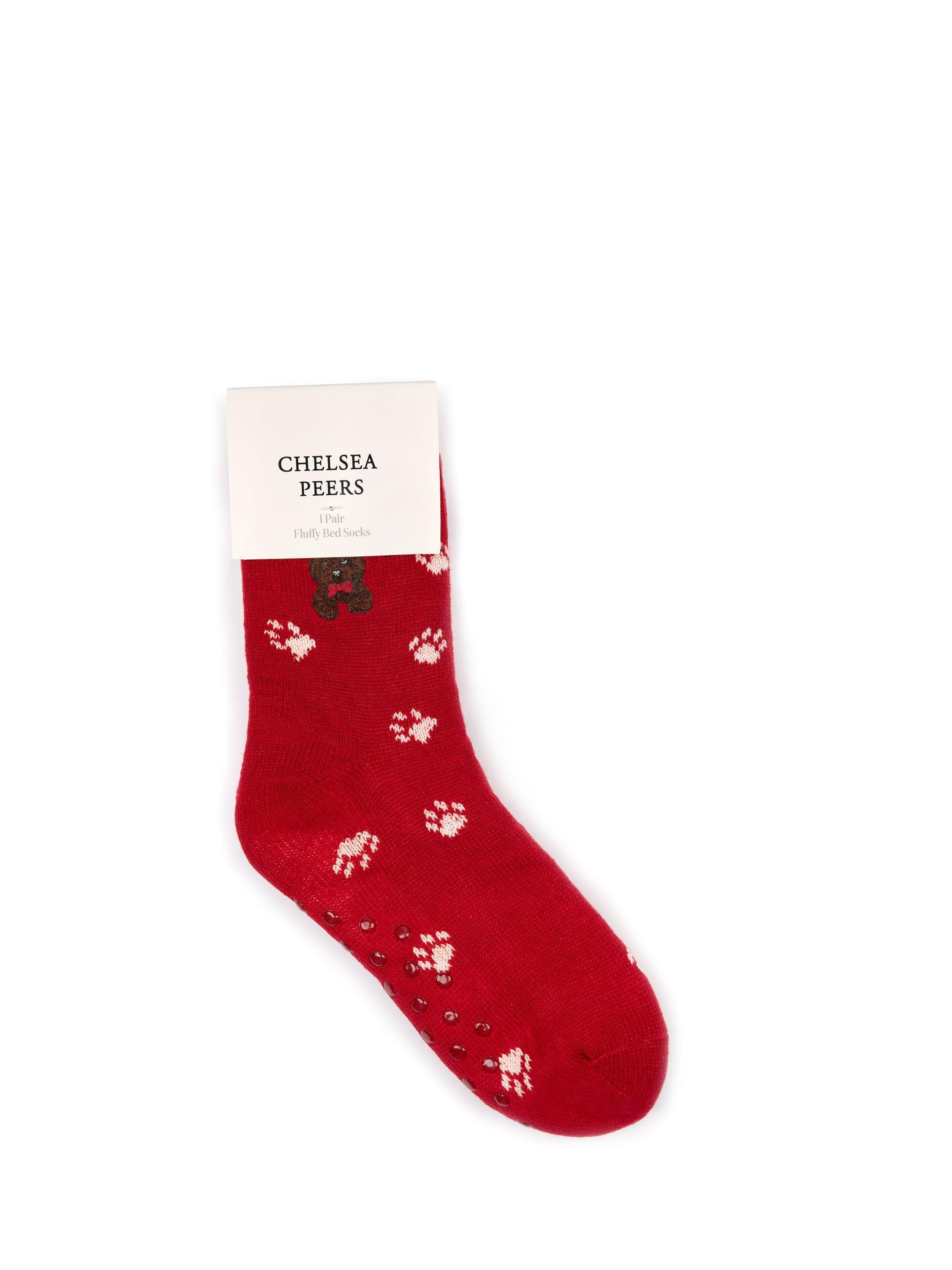 Chelsea Peers Christmas Cockapoo Print Ankle Socks, Pack of 1, Red
