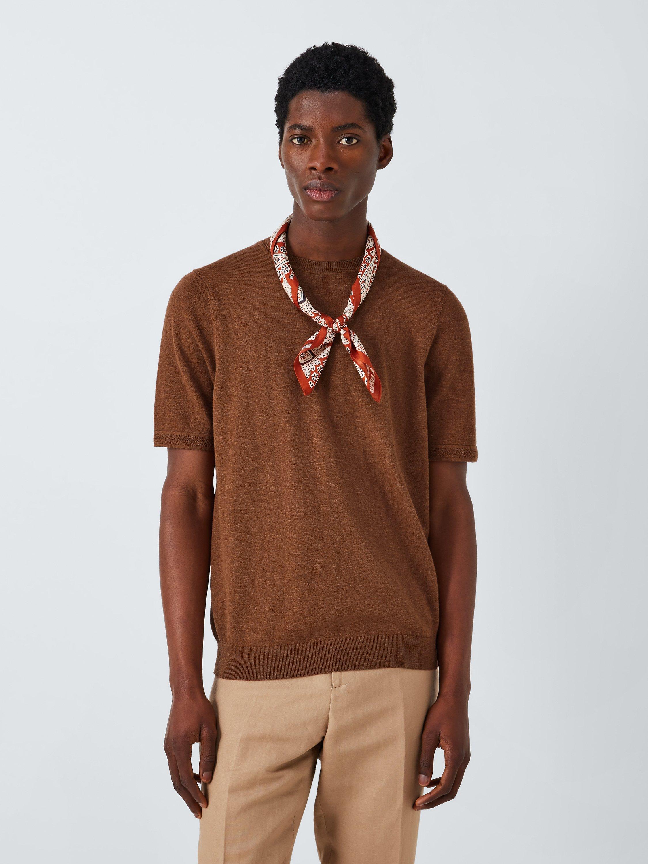 John Lewis Cotton Linen Knit T-Shirt, Cappuccino