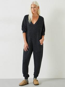 HUSH Elle Supersoft V-Neck Onesie, Charcoal Marl