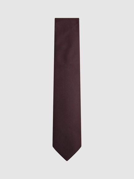 Reiss Ceremony Silk Blend Textured Tie, Burgundy