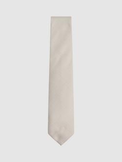 Reiss Ceremony Textured Silk Blend Tie, Champagne