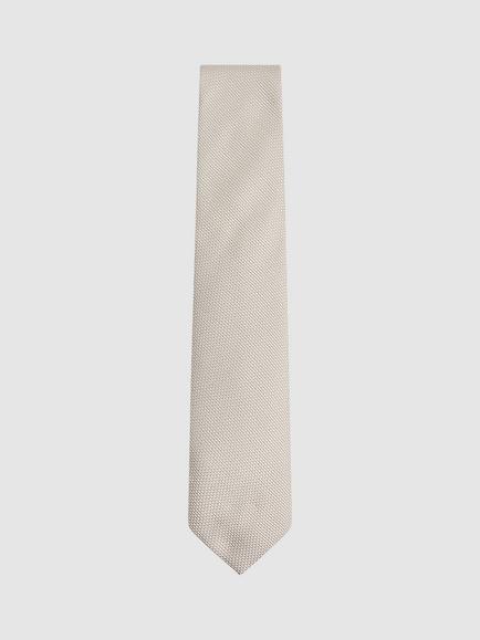 Reiss Ceremony Silk Blend Textured Tie, Champagne