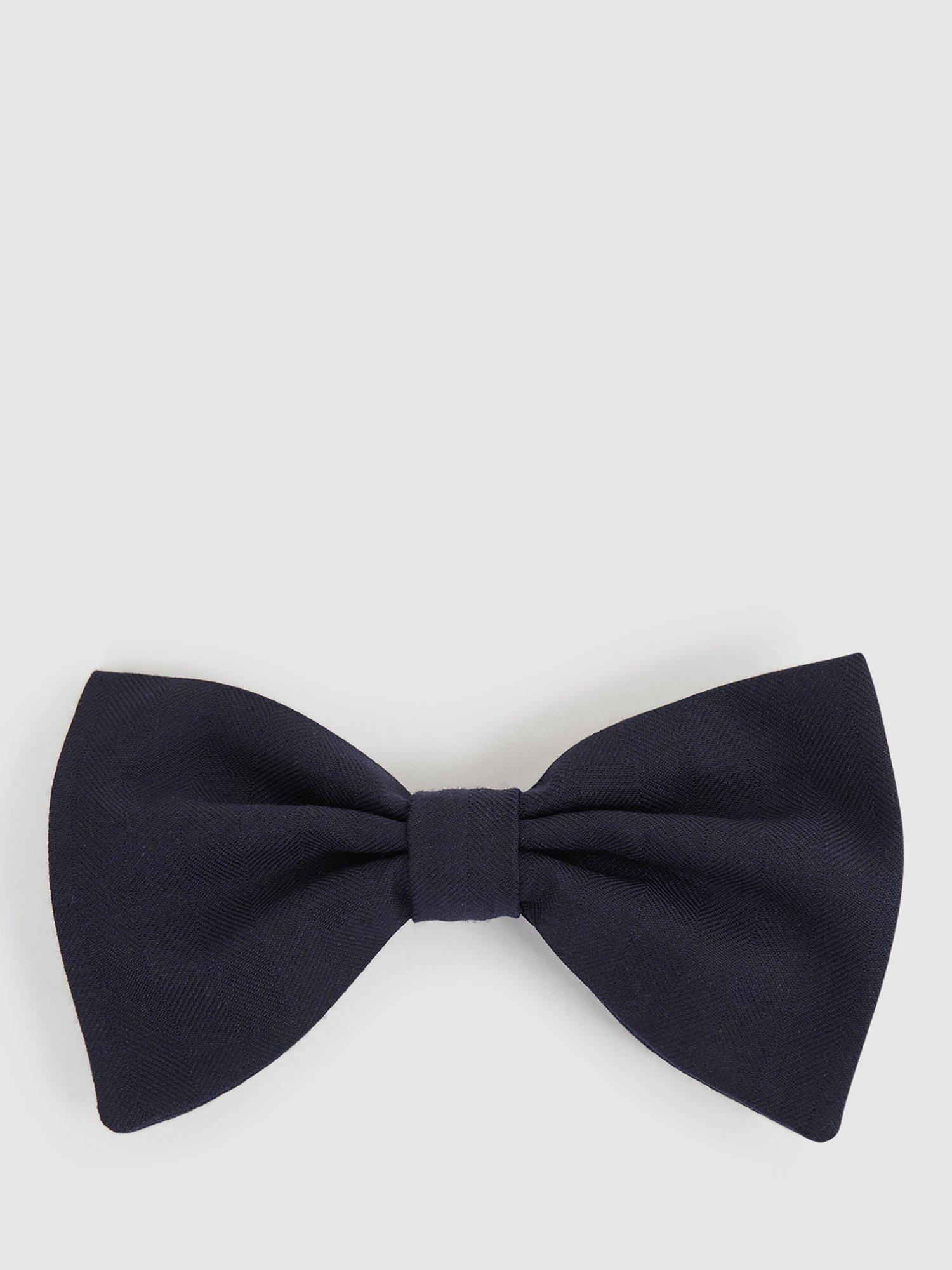 Reiss Pontine Herringbone Wool Blend Bow Tie, Navy