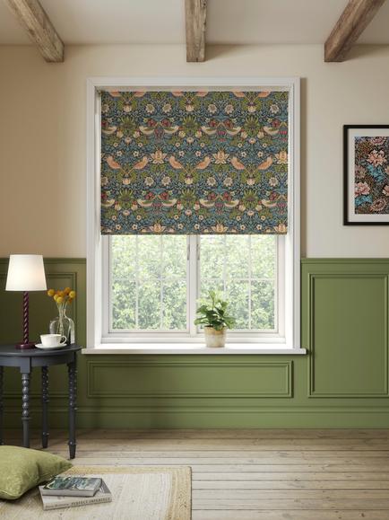 Morris & Co. Strawberry Thief Daylight Roman Blind, Indigo